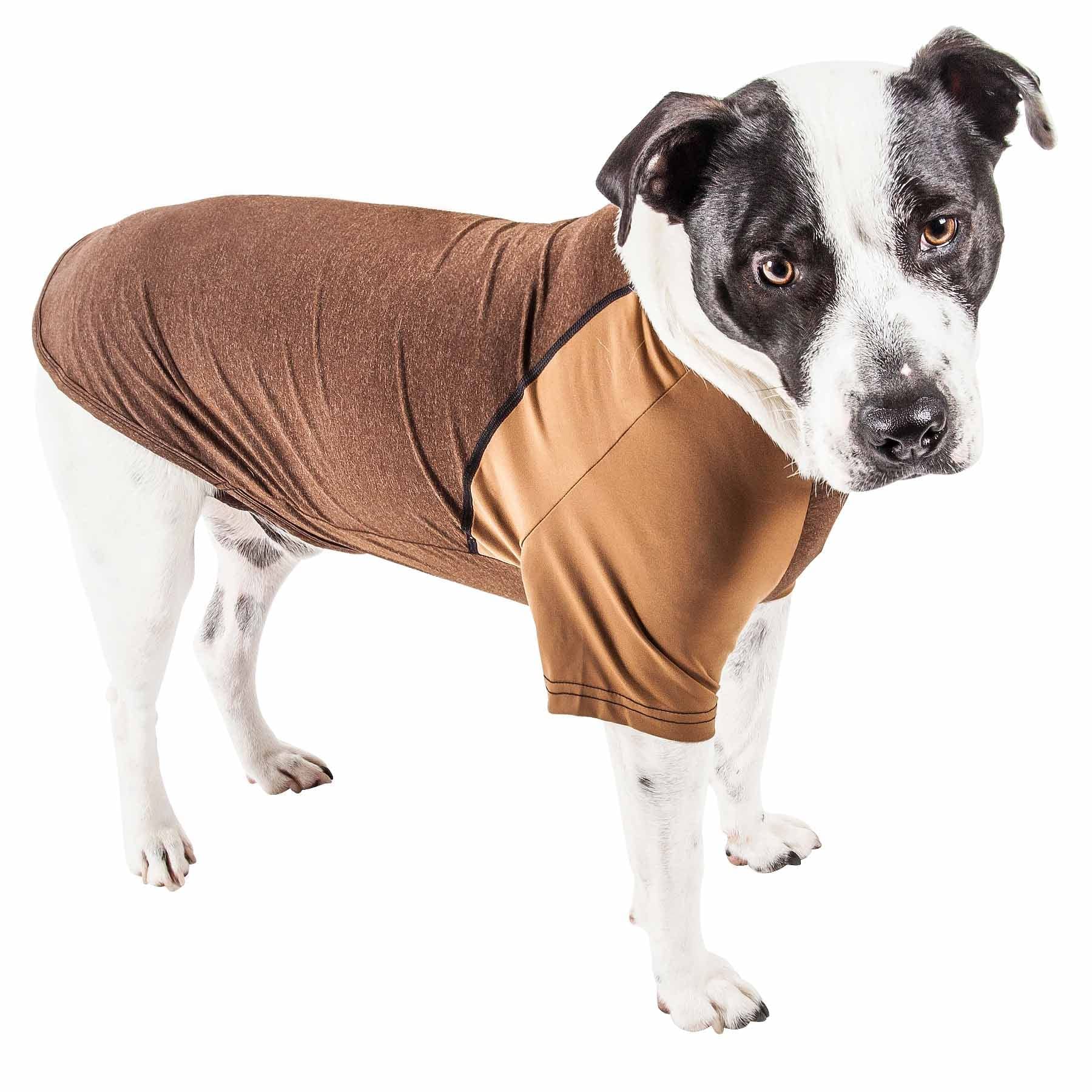 Pet Life Active Hybreed 4-Way Stretch Two-Toned Performance Dog T-Shirt, Large, Brown