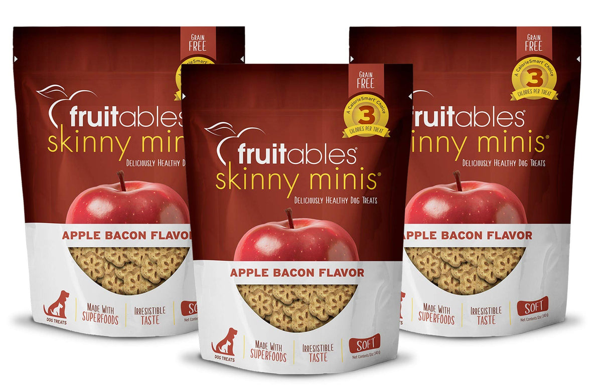 Fruitables Soft And Chewy Skinny Minis 12 Ounce Apple Bacon Grain Free Dog Training Treat, Pack Of 3