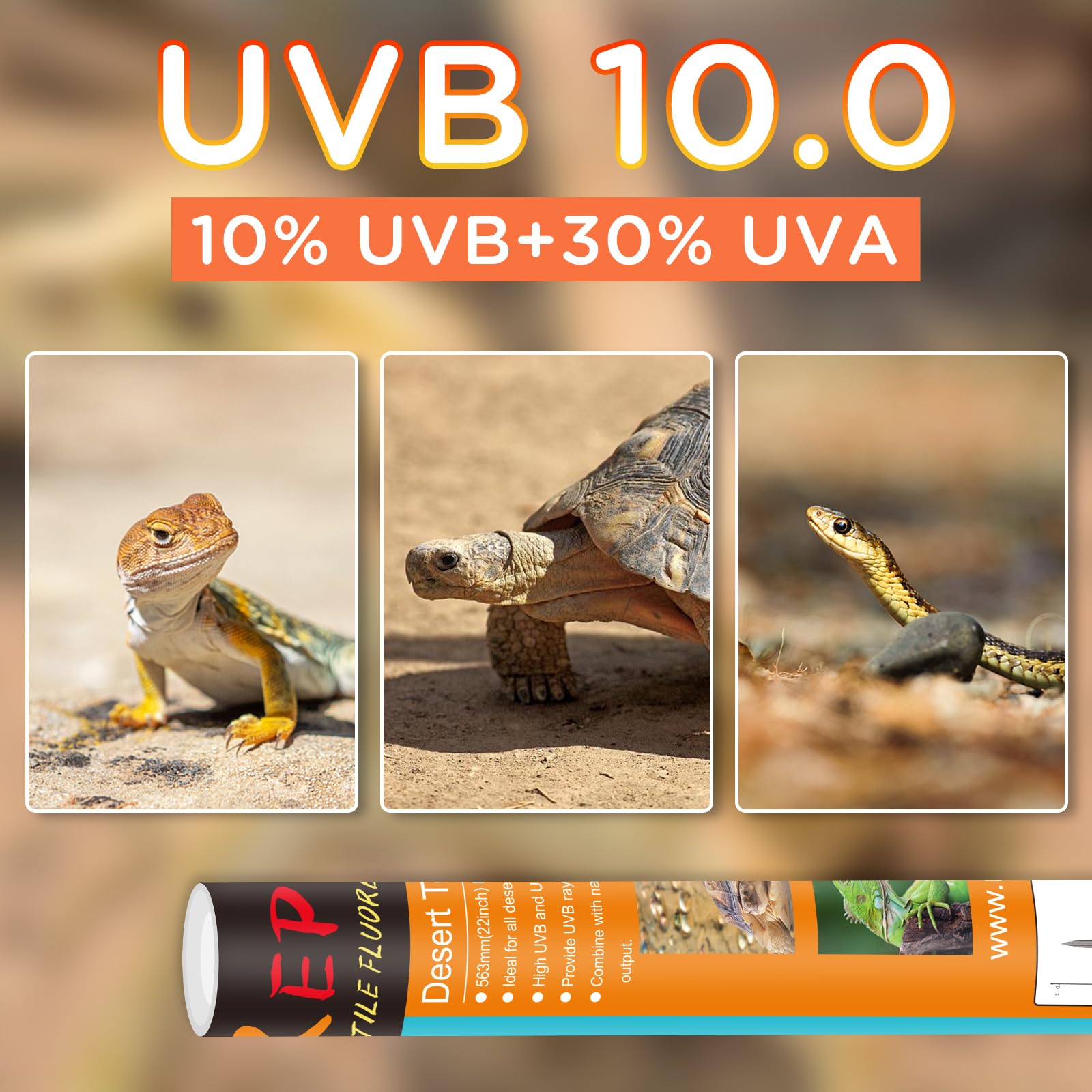 Repti Home T8 Uvb Reptile Light 18W 10.0-2 Pack,Uva Uvb Light Bulb For Reptiles,Reptile Uvb Lamp Tube For Bearded Dragon