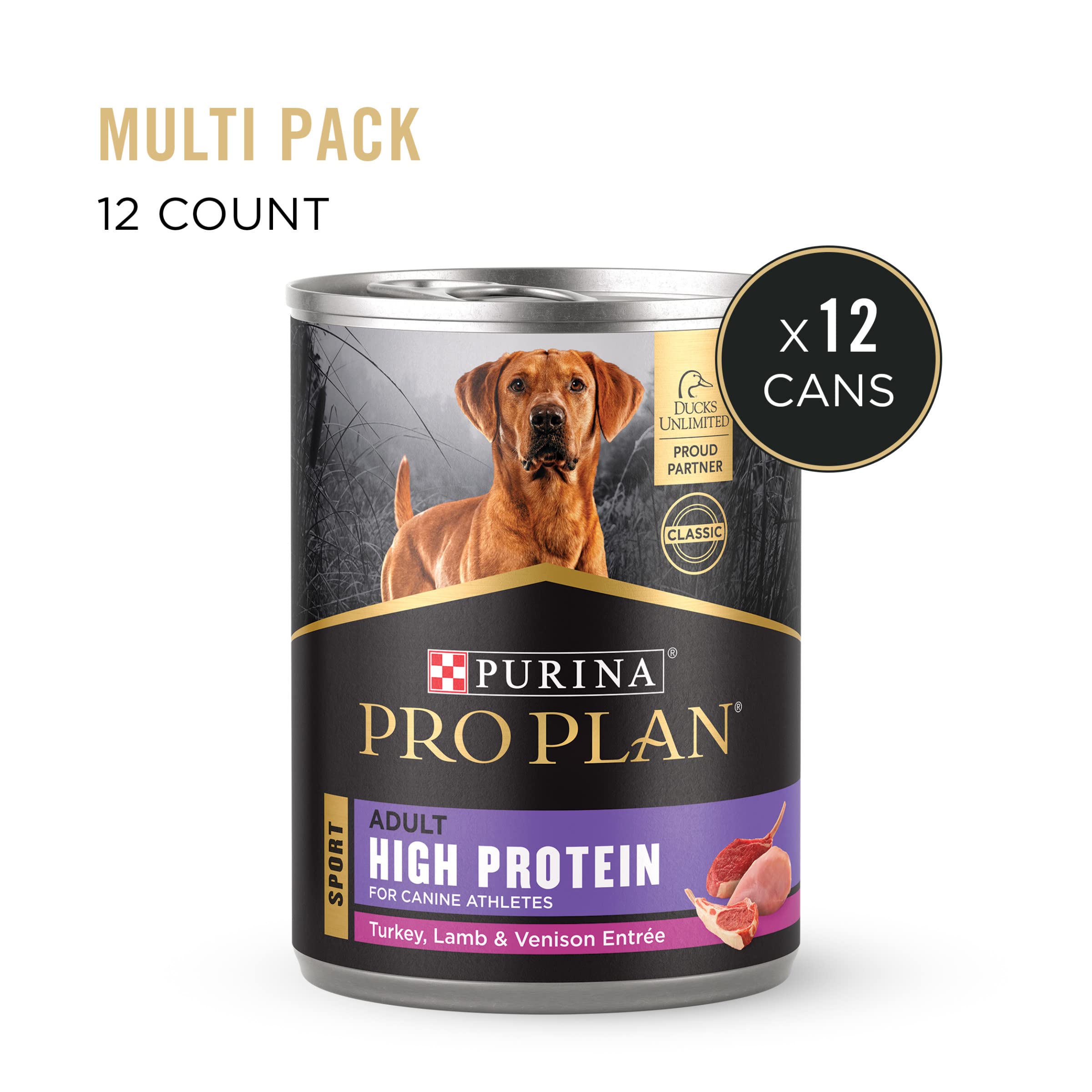 Purina Pro Plan Sport High Protein Wet Dog Food Turkey, Lamb and Venison Entree - (Pack of 12) 13 oz. Cans