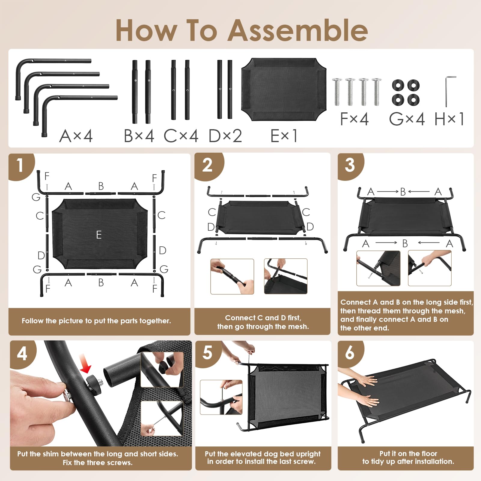 EHEYCIGA XXL Elevated Dog Cot Bed, Raised Outdoor Dog Hammock for Giant Jumbo Dogs, Lifted Pet Platform with Frame and Washable