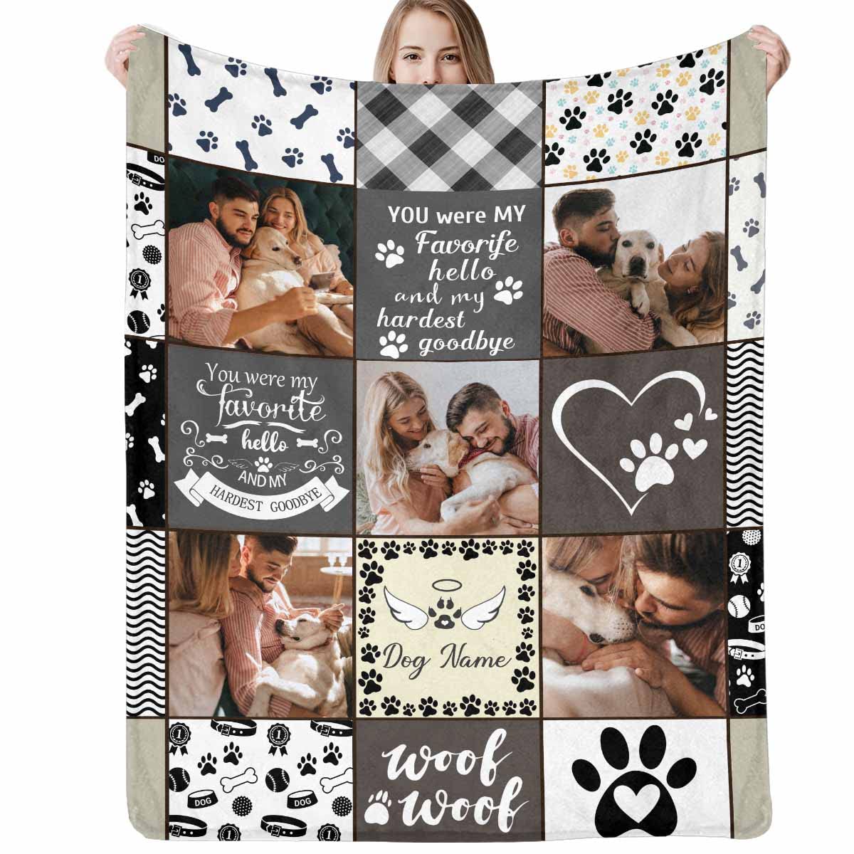 Pet Loss Sympathy Blanket Pet Loving Memorial Dog Remembrance Gift Custom Blanket, Personalized Dog Lover Blanket with Photo Pic