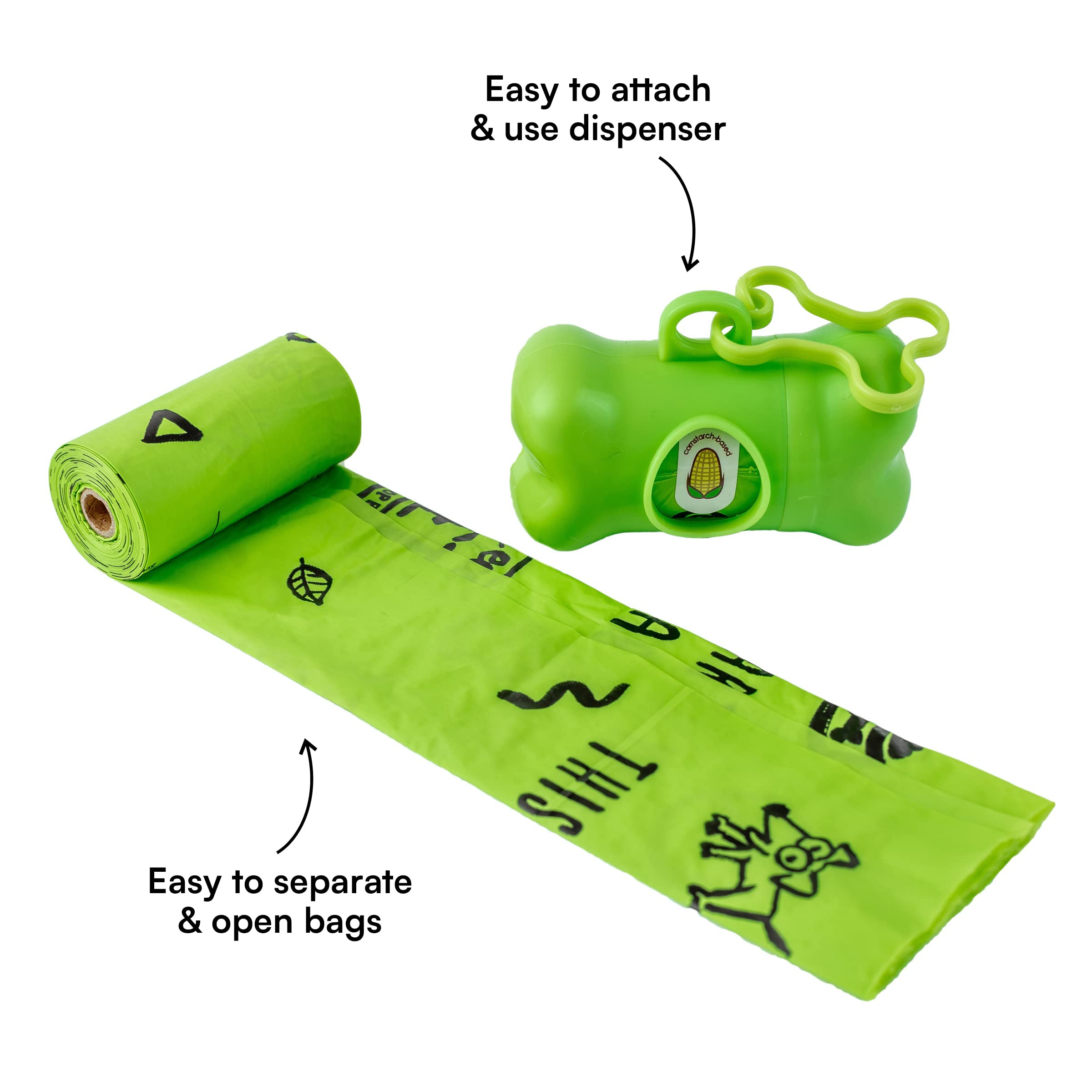 Myecopet® Dog Poop Bags With Portable Dispenser | Durable & Easy-To-Use Dog Waste Bags | Extra Thick, Leak-Proof, And Odor-Locking | Includes 2 Rolls + Dispenser
