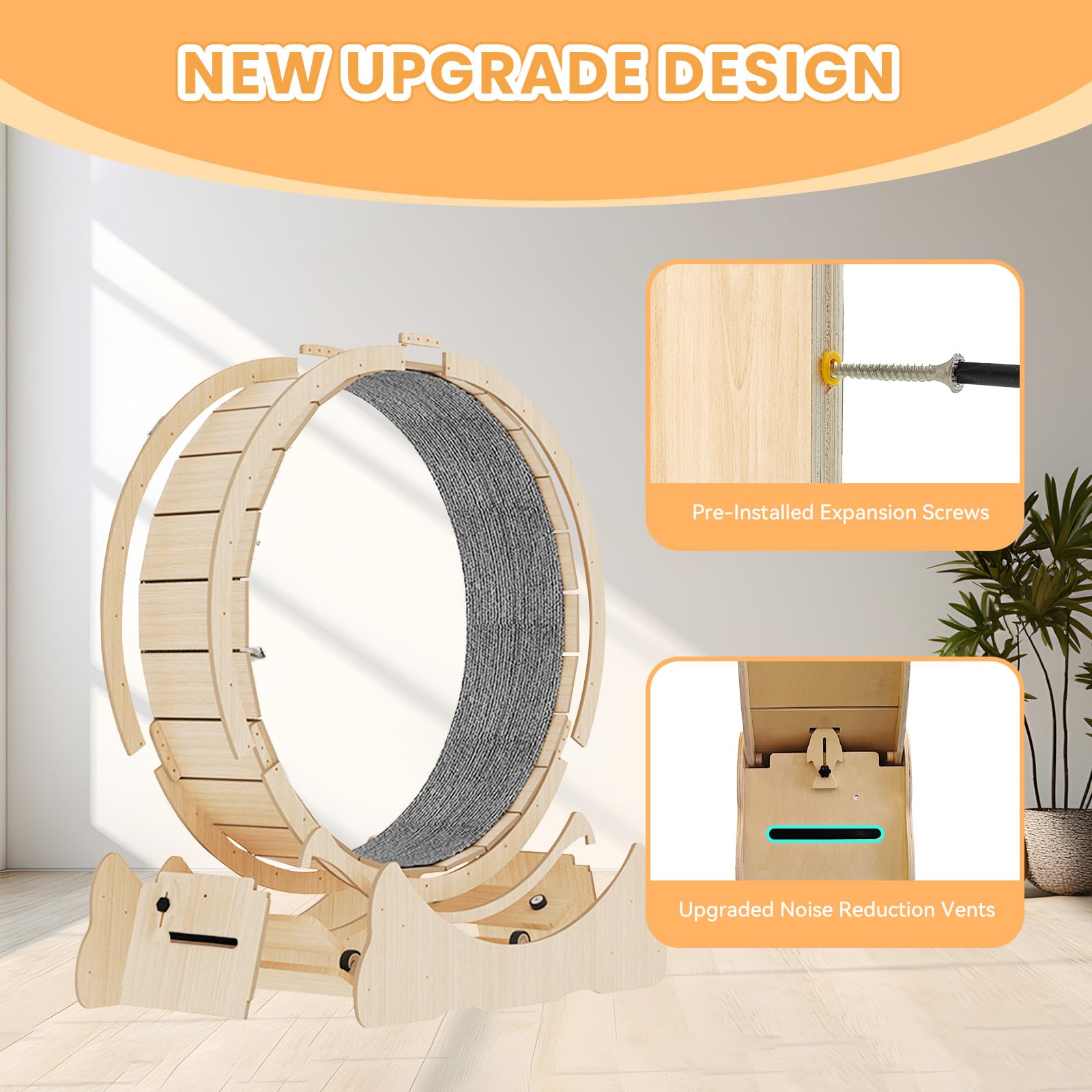 Homegroove Cat Exercise Wheel For Indoor Cats, 46'' Large Xl Cat Running Treadmill Wheel With Carpeted Runway For Kittys Longer