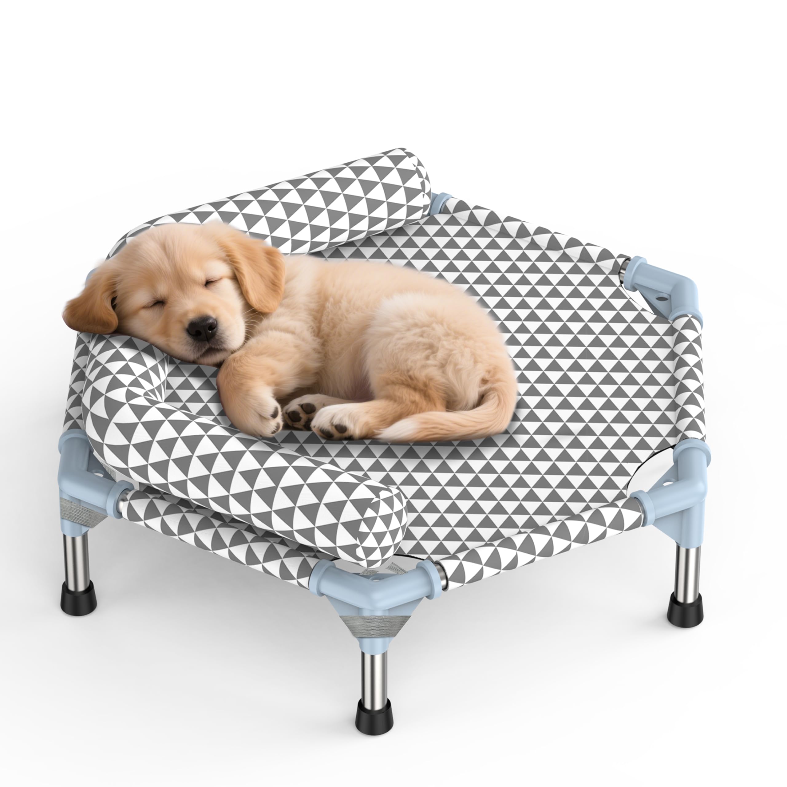 Orthopedic Dog Bed for Small Dogs - Removable Bolsters & cleanable Cover,Elevated Outdoor Dog Bed,Raised Dogs Bed,Easy to Assemb