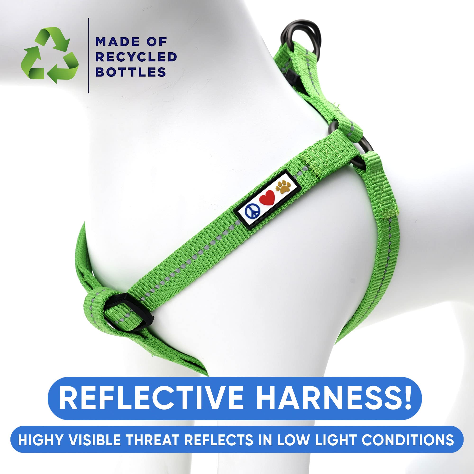 Pawtitas Recycled Dog Harness With Reflective Stitched A Puppy Harness Made From Plastic Bottles Collected From Oceans Small Earth Green