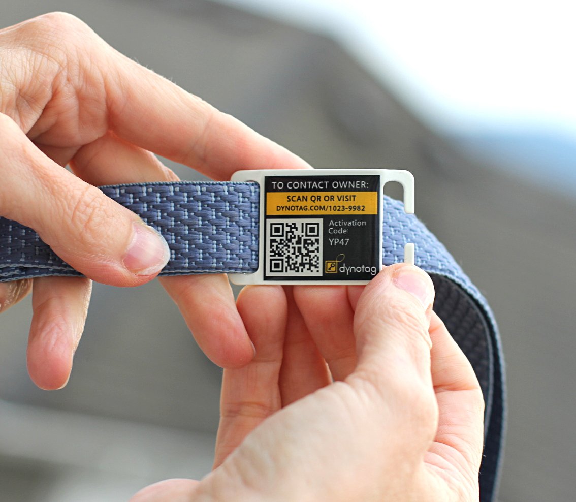 Dynotag® Web Enabled Super Pet Id Smart Tag. Slider Style W. Dynoiq™ & Lifetime Recovery Service (Open Slot, Tag Only, For 3/4 Inch Collar Band)