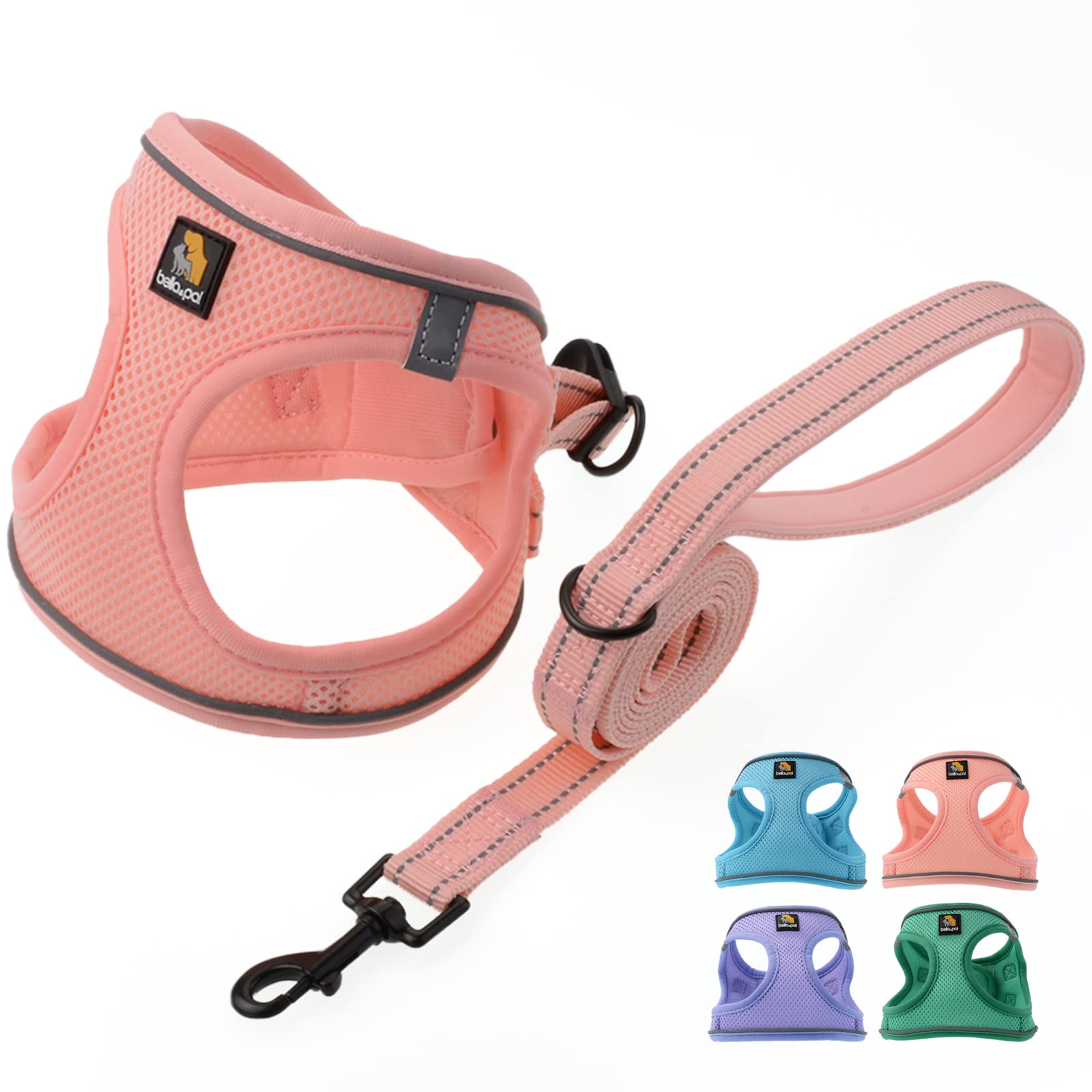 Bella & Pal Puppy Harness With Leash Set, Dog Harness For Small Dogs No Pull, Dog Leash For Small Dogs, Step In Harness For Extra Small Dogs, Pink Harness, S