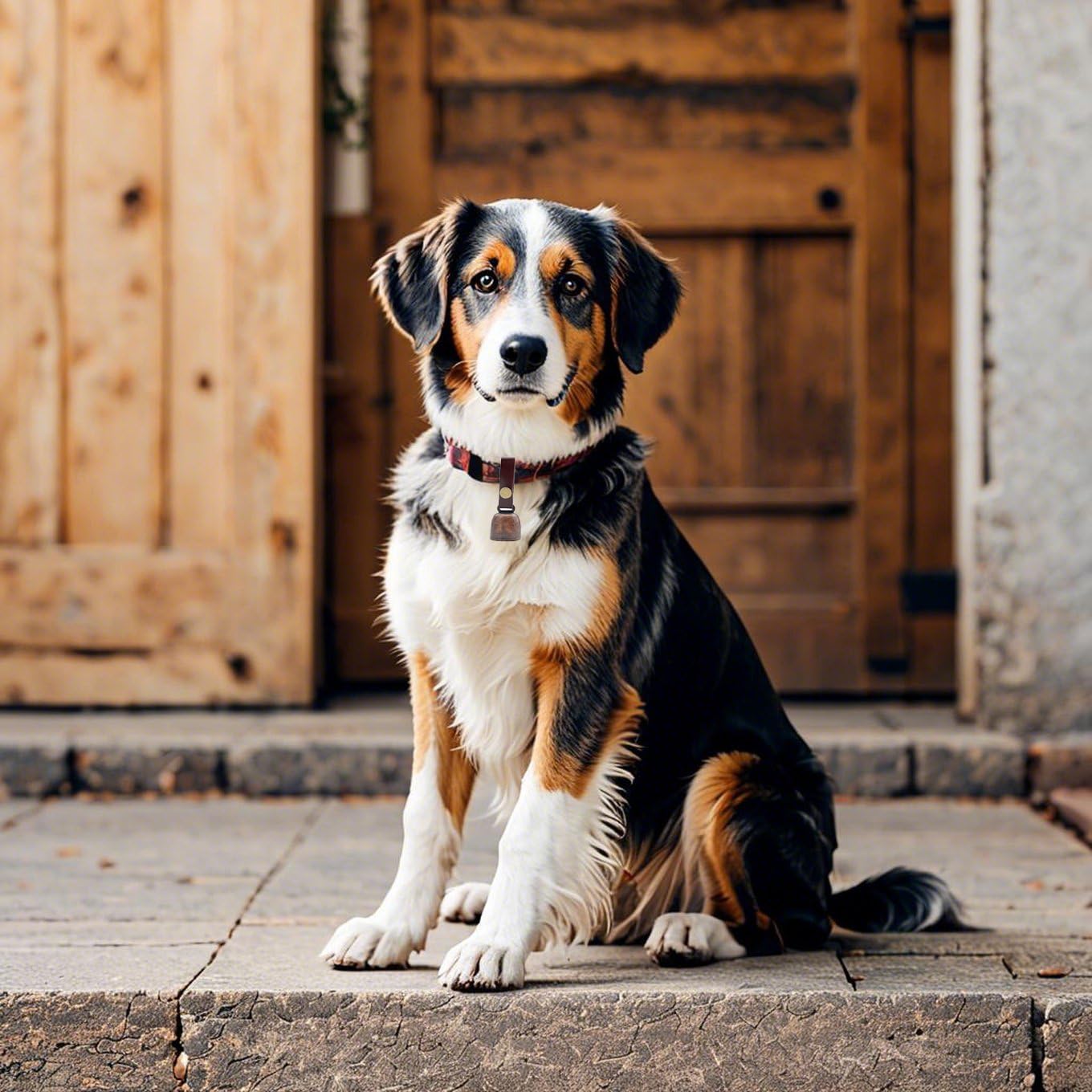 kcrygogo Leather Dog Collar Bell with Quick-Release Snap Buttons Training Bells with Leather Button Strap and Pet Anti- Lost Sil