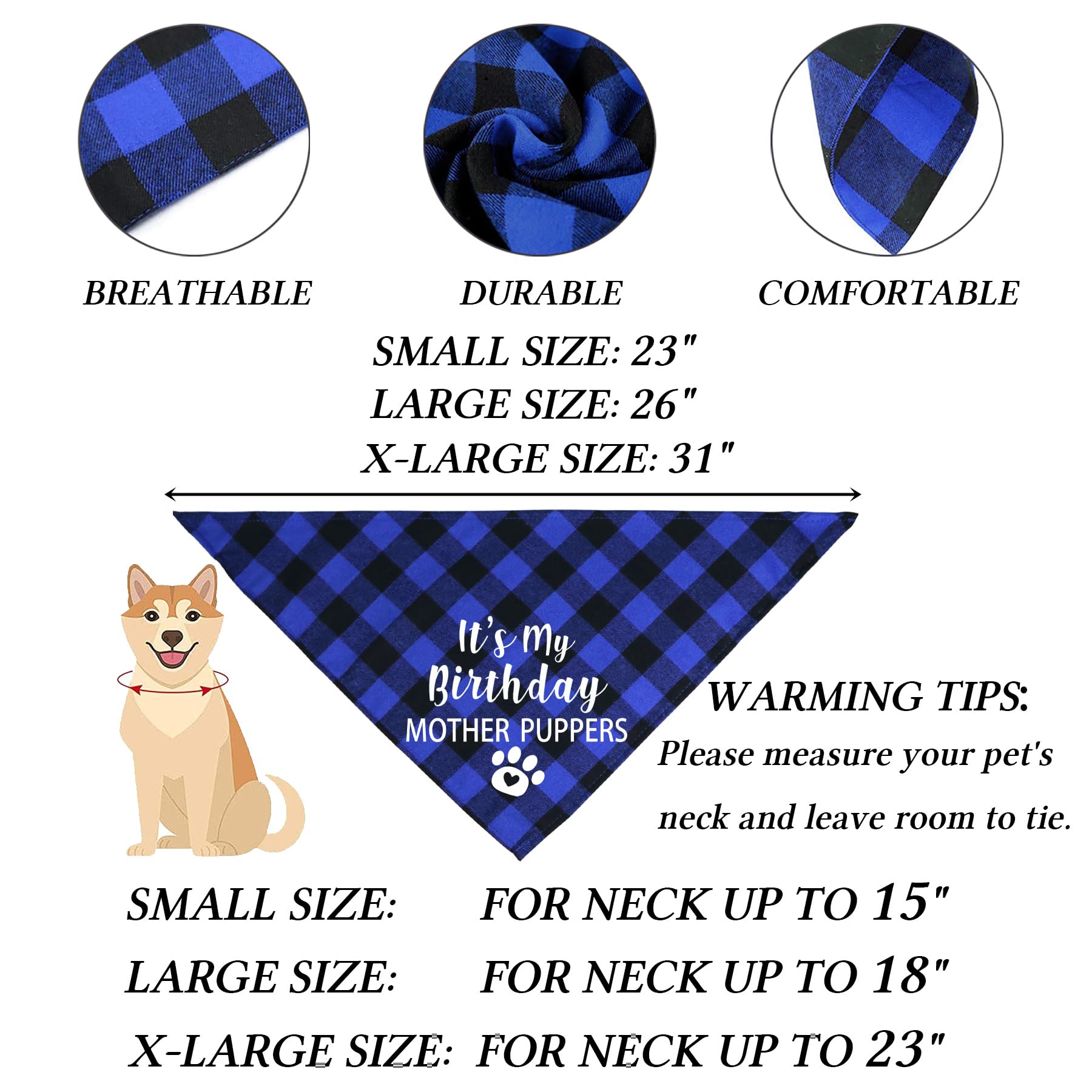 Stmk Dog Birthday Bandana, It' S My Birthday Mother Puppers Multi Sizes Dog Birthday Boy Bandana For Small Medium Large Dogs Cat
