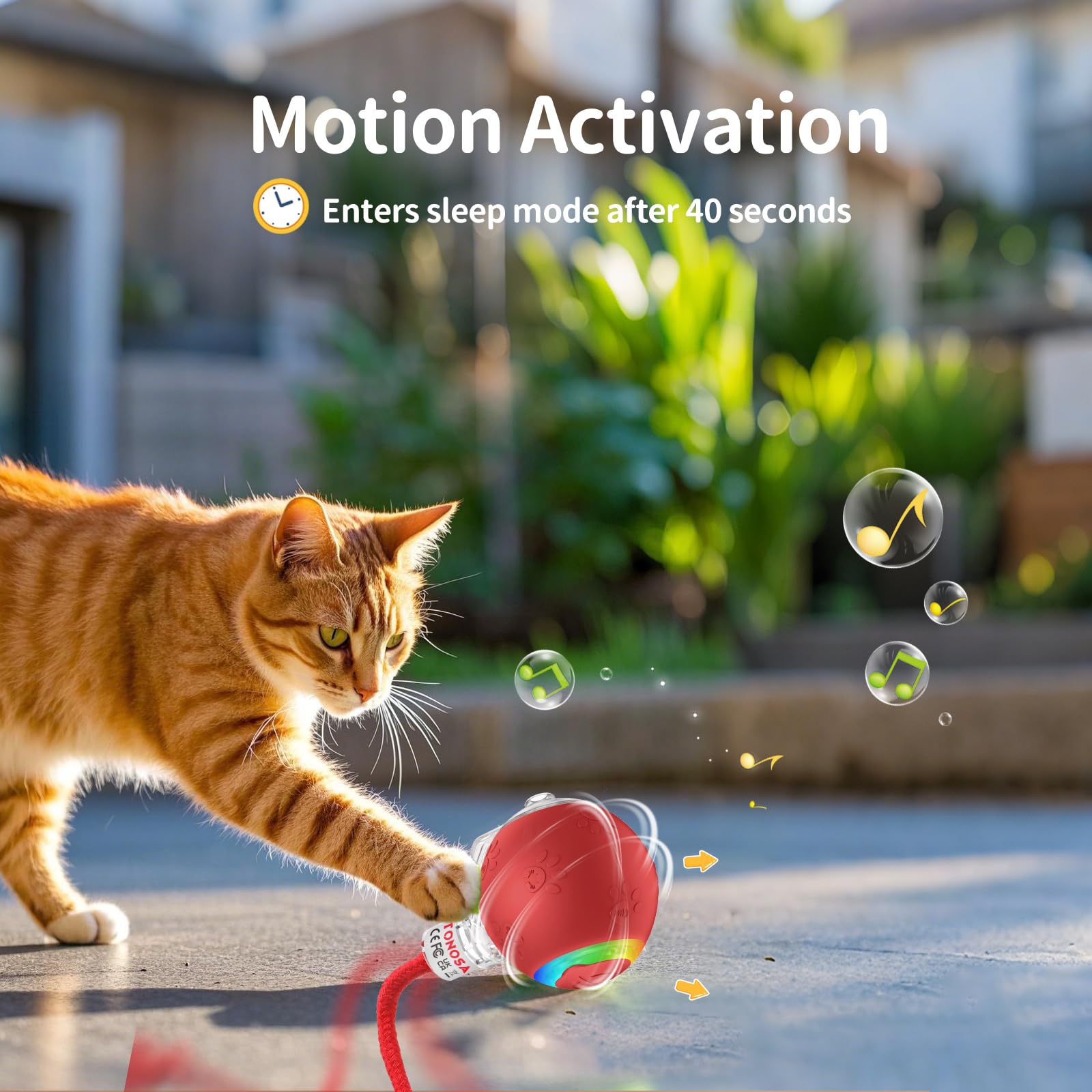 Tonosa Interactive Cat Toys For Bored Indoor Cats - Motion Activated, Rgb Lighting, 2 Speed Settings & 3 Modes - For Cats & Kitt