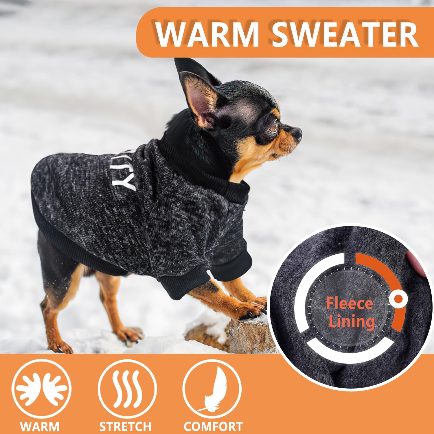 2 Pack Black Security Dog Sweatshirt Fleece Dog Sweaters For Small Dogs Male Warm Winter Puppy Sweater Teacup Chihuahua Clothes