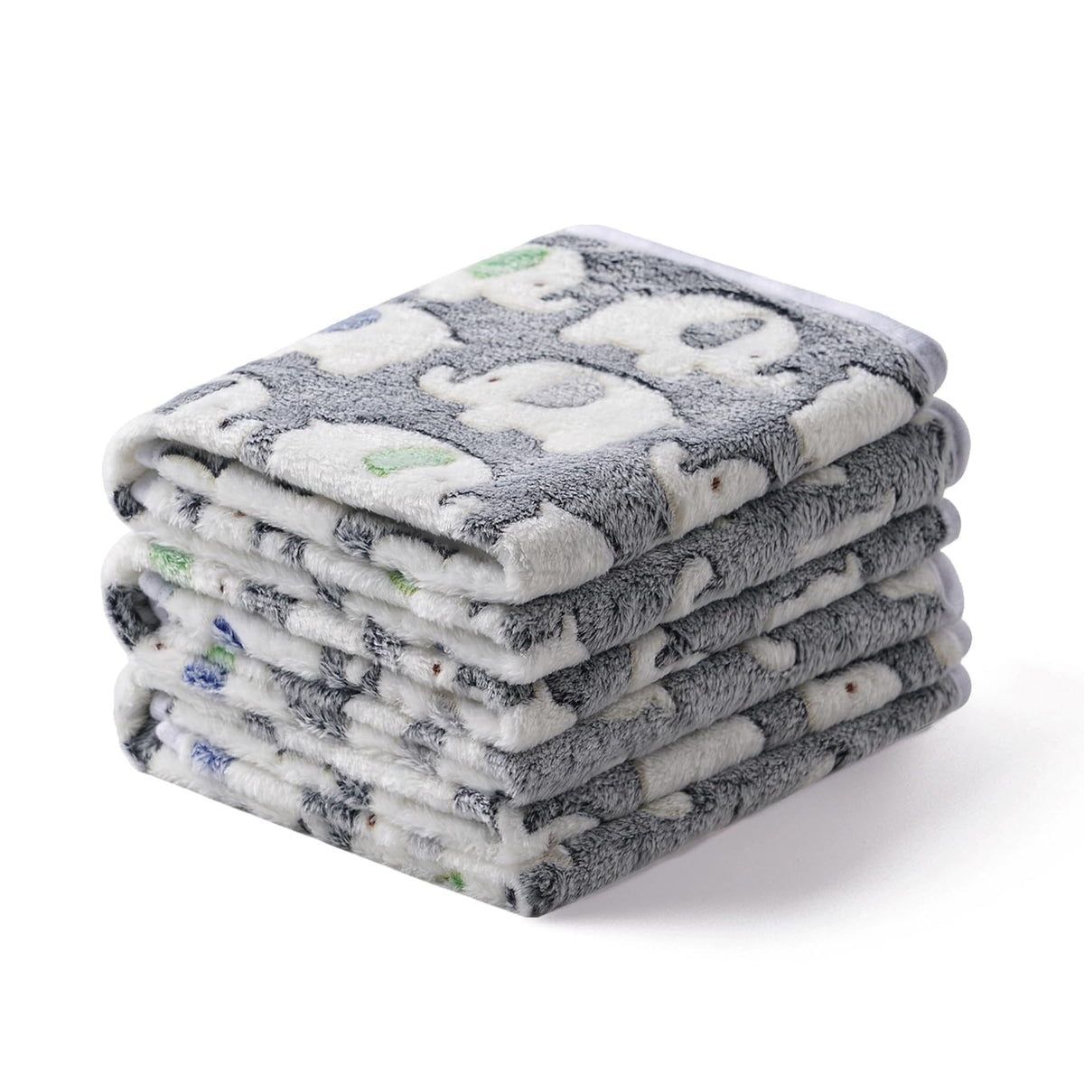 1 Pack 3 Blankets Super Soft Fluffy Premium Cute Elephant Pattern Pet Blanket Flannel Throw For Dog Puppy Cat Dark Grey Medium(3