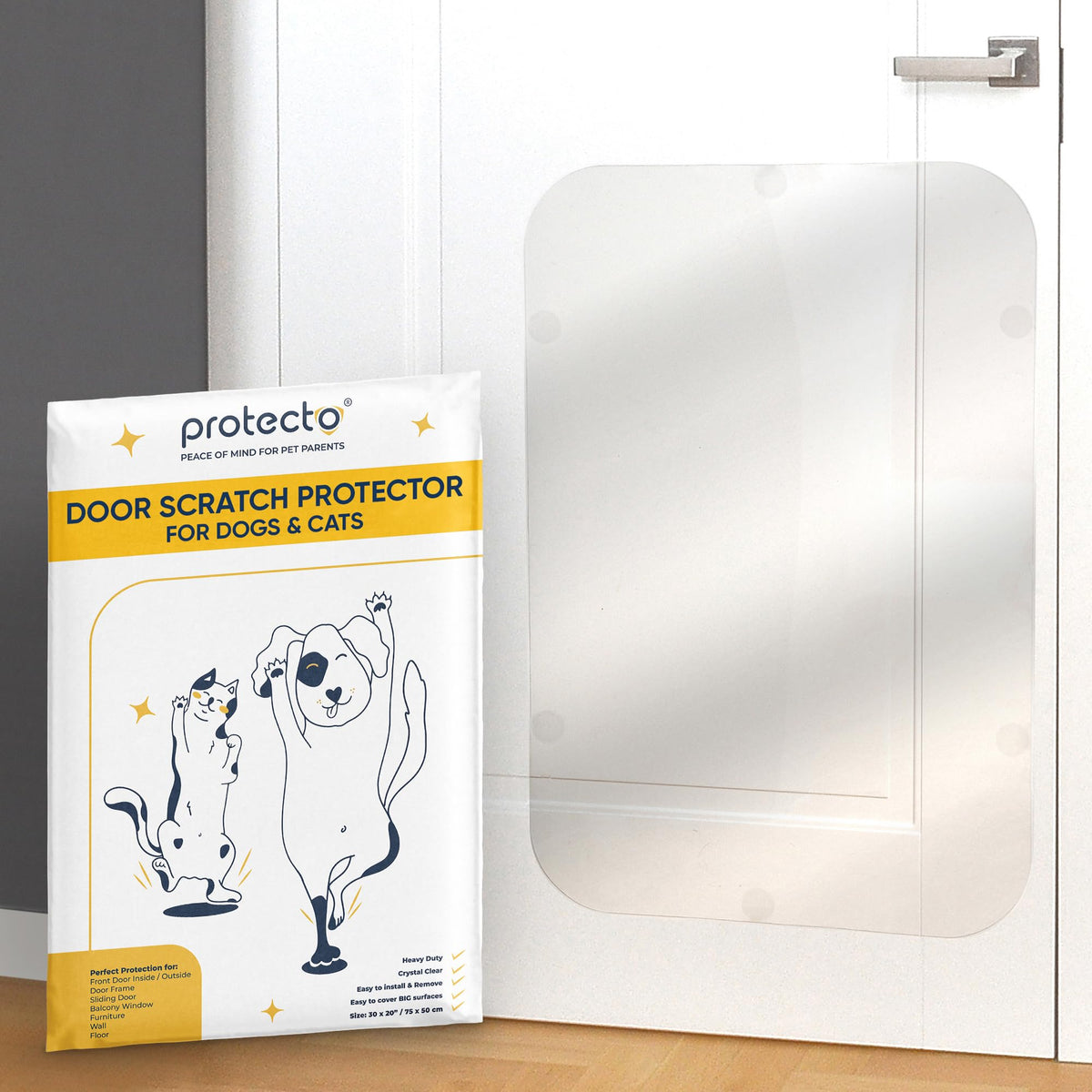 Protecto       Cat & Dog Scratch Door Protector For Indoors & Outdoors - 2-Pack 30'' X 20'' Transparent Door Protector From Dog 