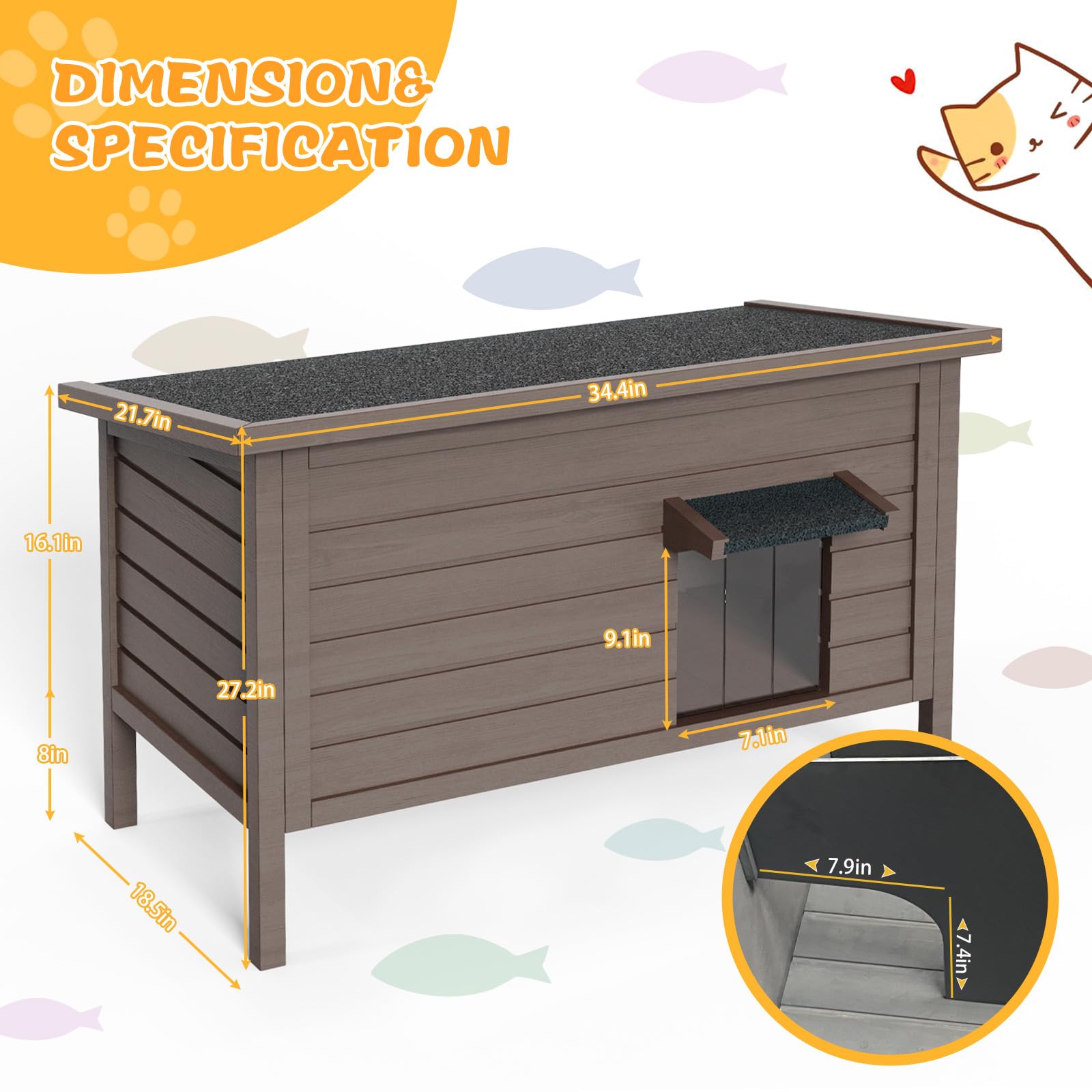 Rehitk Outdoor Cat House For Winter Feral Cat House Waterproof All-Round Foam Insulated And Thermostatic Large Outdoor Cat Shelt