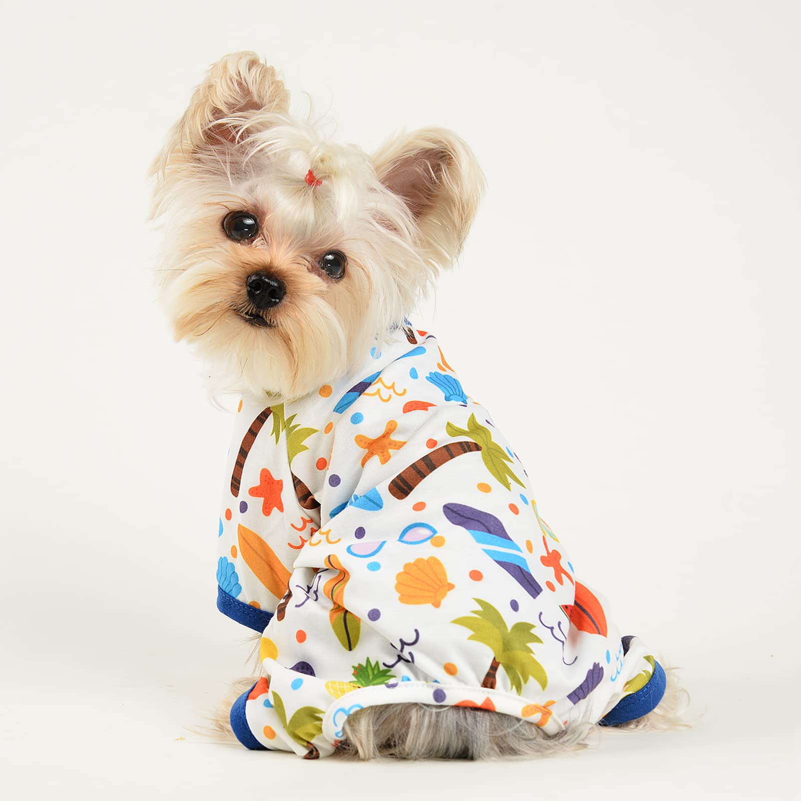 Dog Pajamas For Small Dogs, Chihuahua Pajamas, Puppy Clothes, Extra Small Puppy Pjs, Soft Pet Onesies,Dog Shirts Chihuahua Yorkie Teacup Cat Clothing (Coconut Tree, Small)