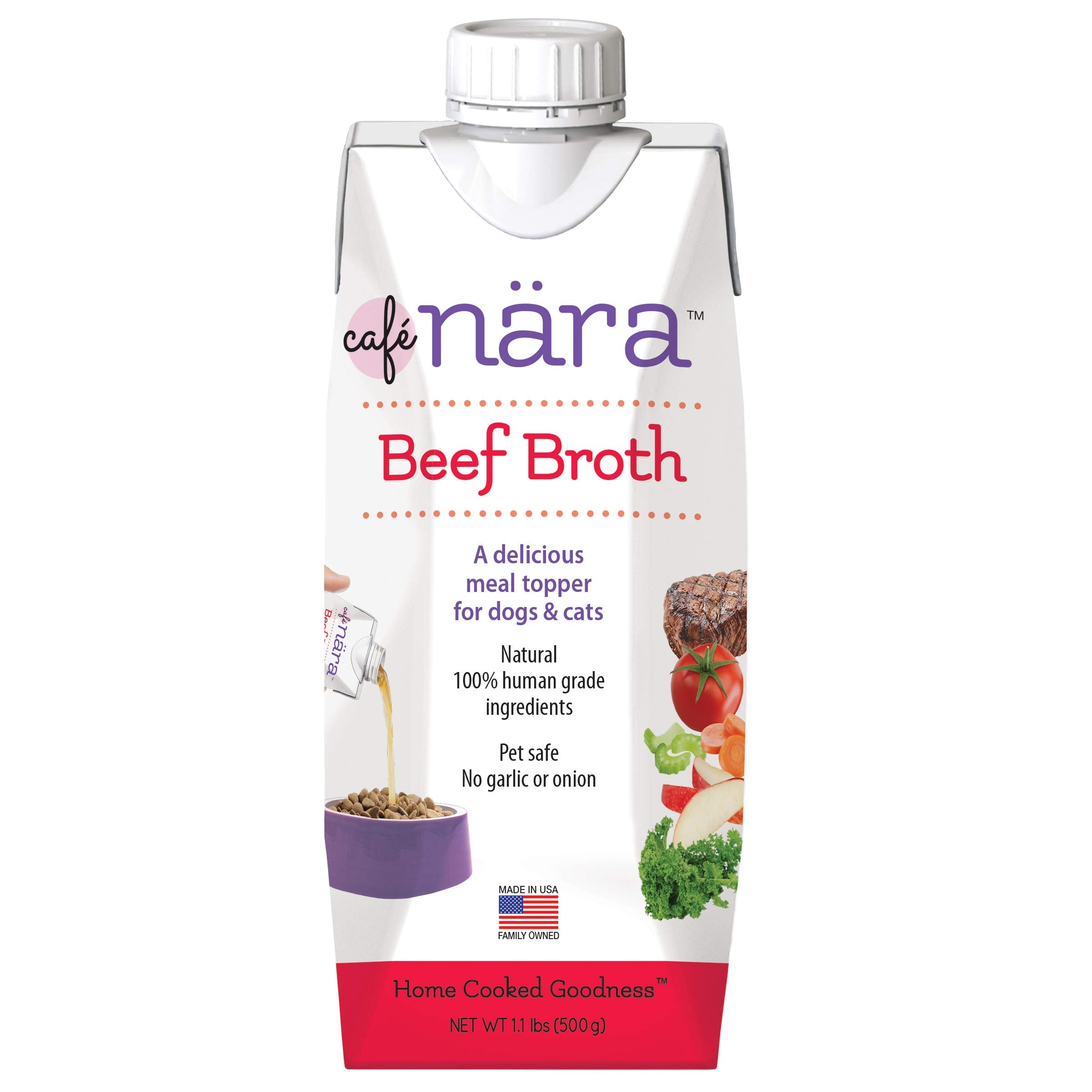 Cafe Nara - Beef Broth - Meal Topper for Dogs & Cats - Supports Overall Pet Health - Pour-Over Broth for Wet/Dry Food - Human Gr
