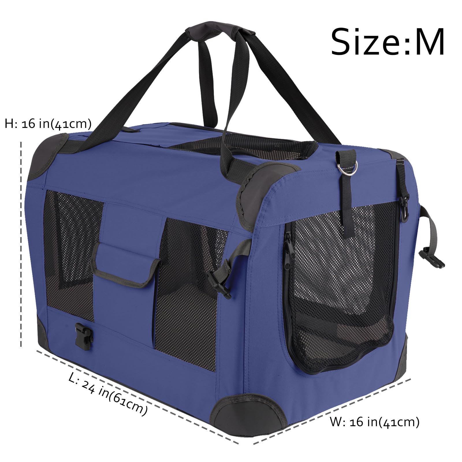 Hepeeng Cat Carrier Pet Carrier Bag Dog Crate 24x 16x 16Portable Collapsible with Soft Warm Blanket/Bowl for Puppy Up to 25 lbs