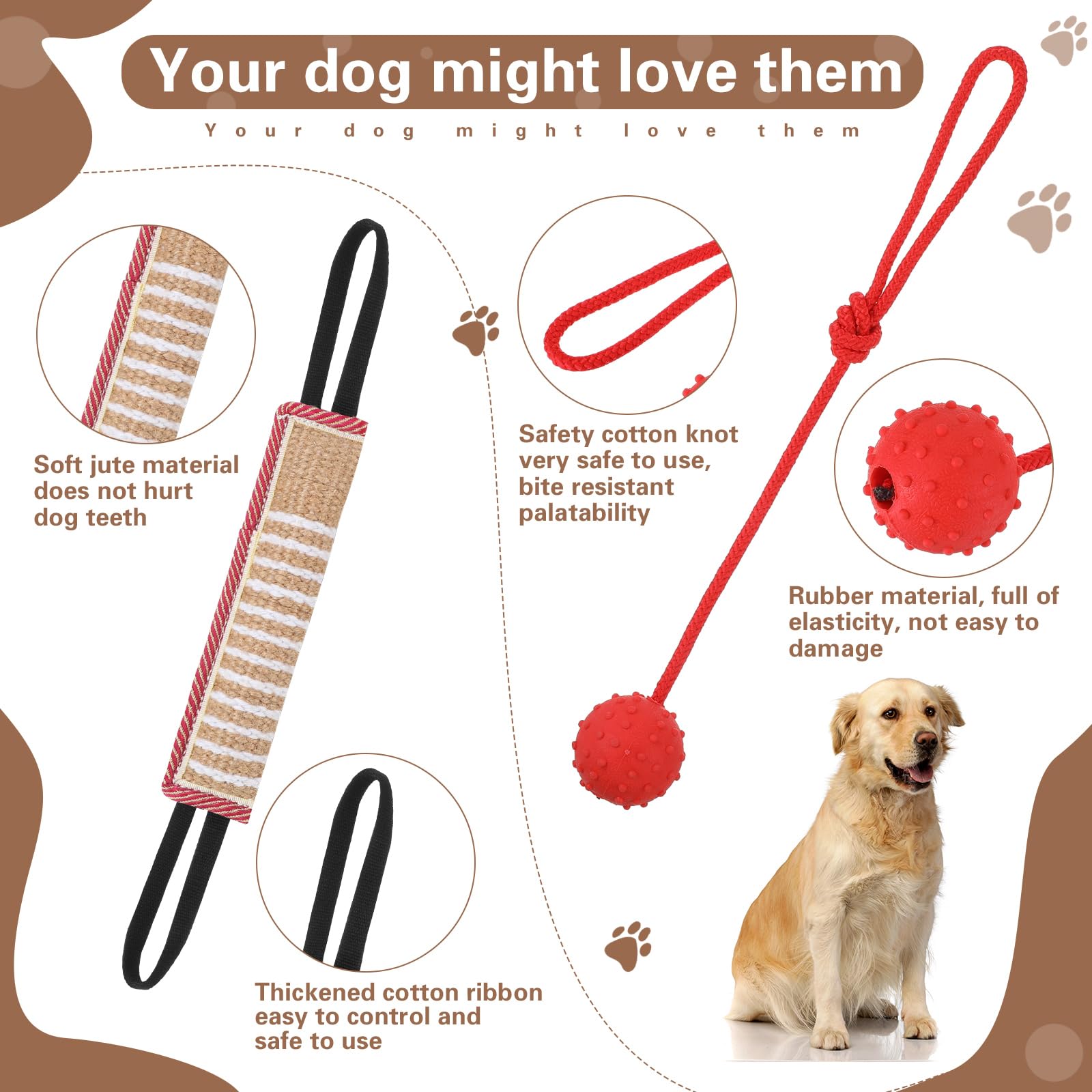 Leyndo 4 Pcs Dog Training Set Include Dog Sleeve Pillow Tug Toy Training Stick And Rubber Ball Professional Equipment For Biting