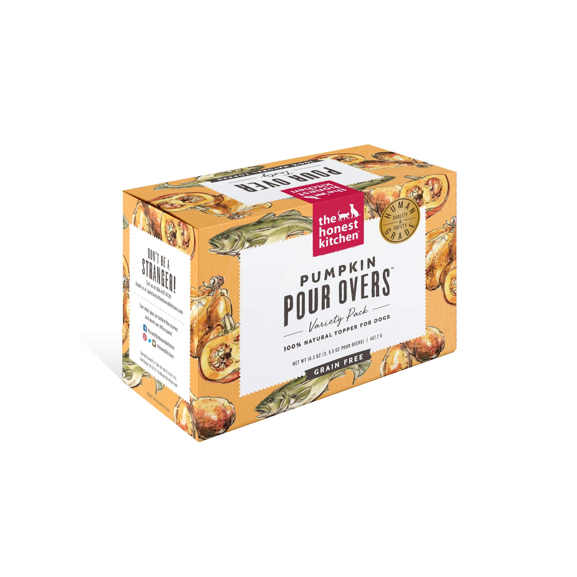 The Honest Kitchen Pumpkin POUR OVERS Wet Toppers for Dogs (3 Pack), 5.5 oz - Variety