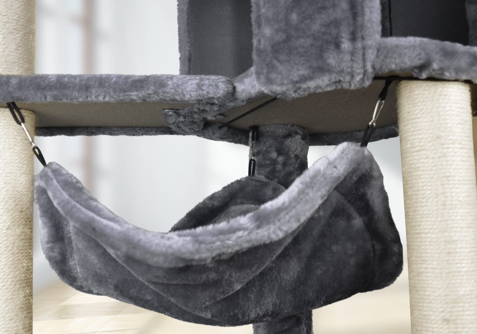 Newest Cat Tree With Cat Condo And Big Hammock，Grey