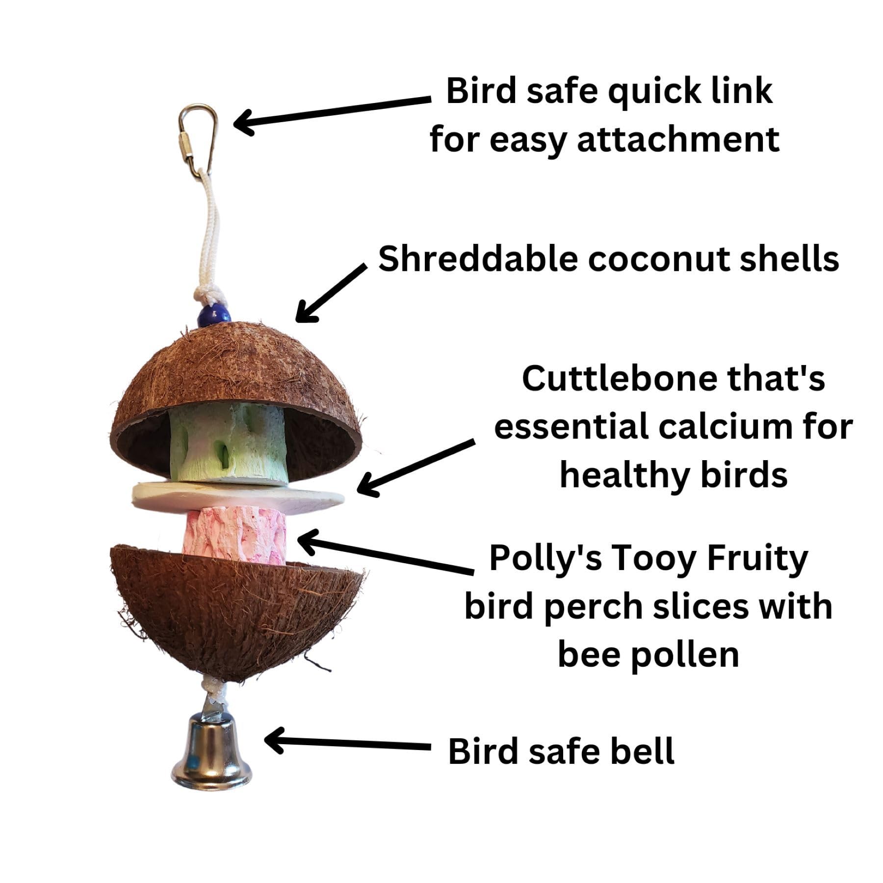 Polly'S Coconut Hut Bird Chew Toy, Large