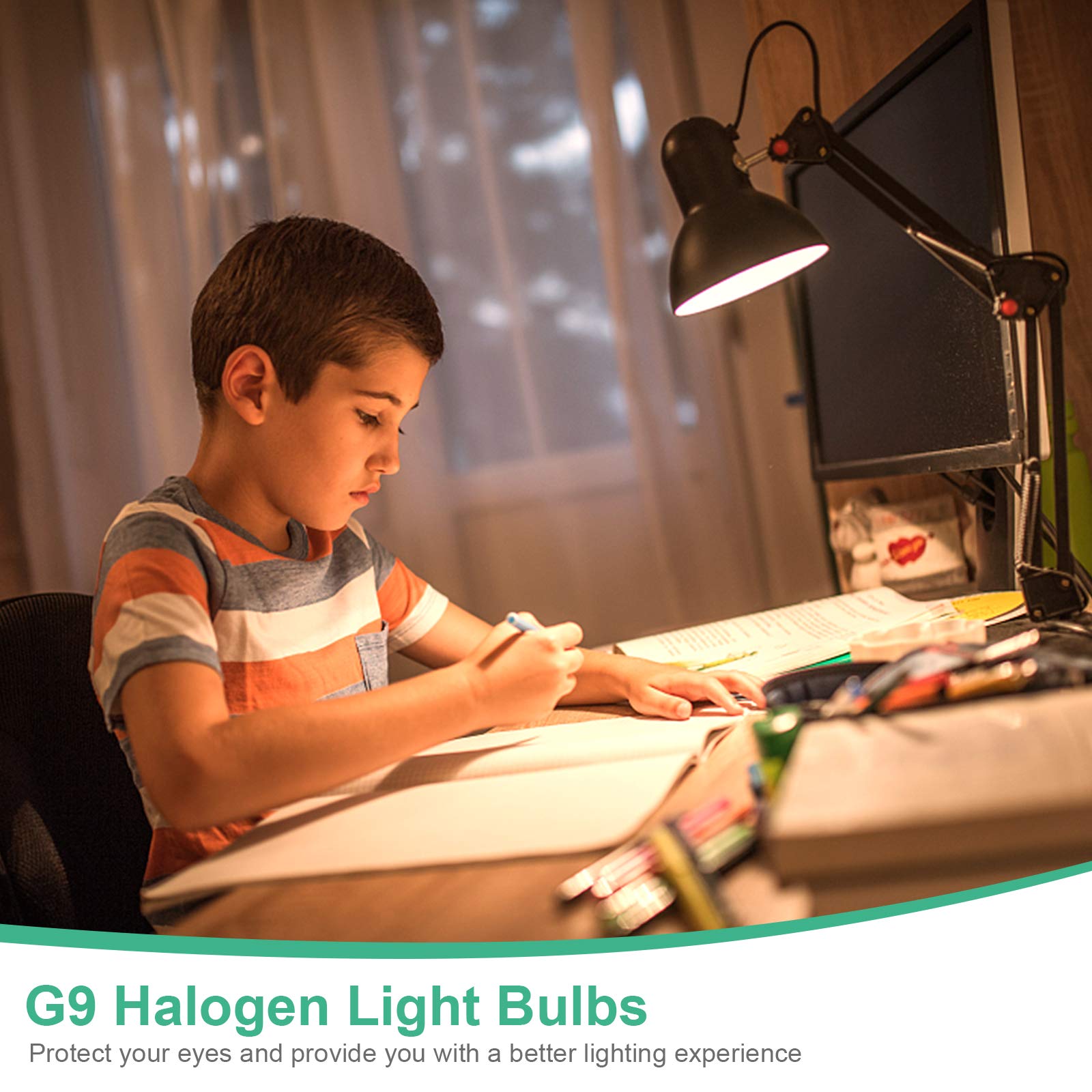 Jaenmsa G9 Heat Lamp Bulbs For Reptile, 25W Lizard Tank & Bearded Dragon Accessories,Infrared Basking G9 Halogen Light Bulbs 2 Pin For Reptiles And Amphibian Use,Night Red,2 Pack