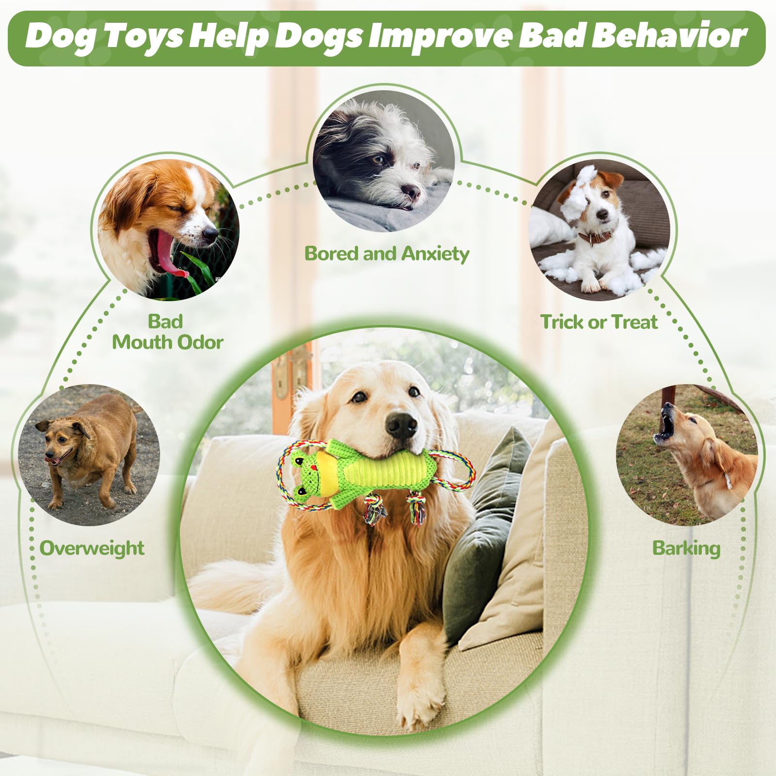Letsmeet Dog Toys Plush Pet Toy With Crinkle Paper And Ropes, Puppy Toys Interactive Dog Chew Toy For Small, Medium, And Large D