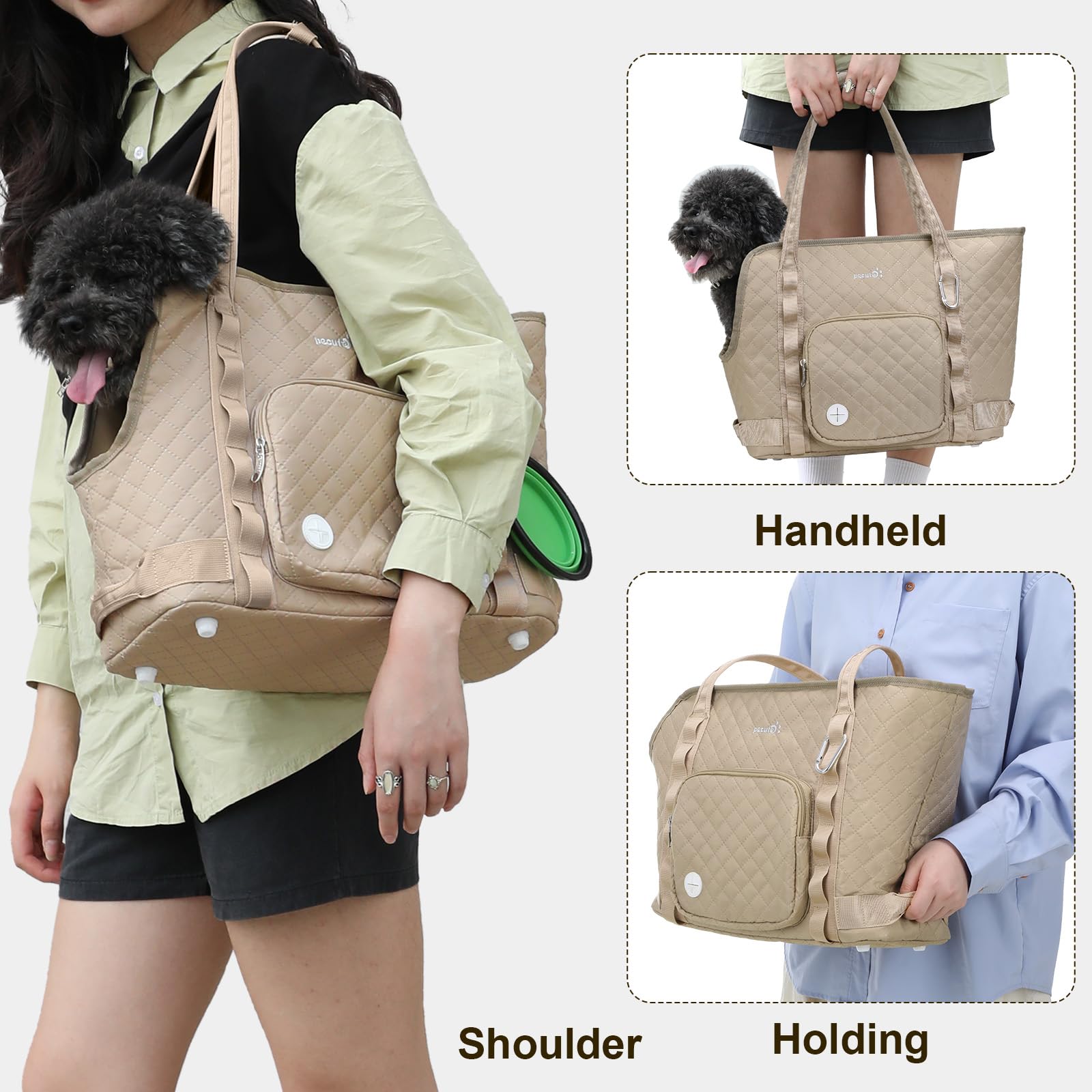 Pecute Dog Purse Carrier, Dog Carrier With Pockets For Small Dogs, Fits Dogs 5.5 Lbs To 11 Lbs, Lightweight Dog And Puppies Tote