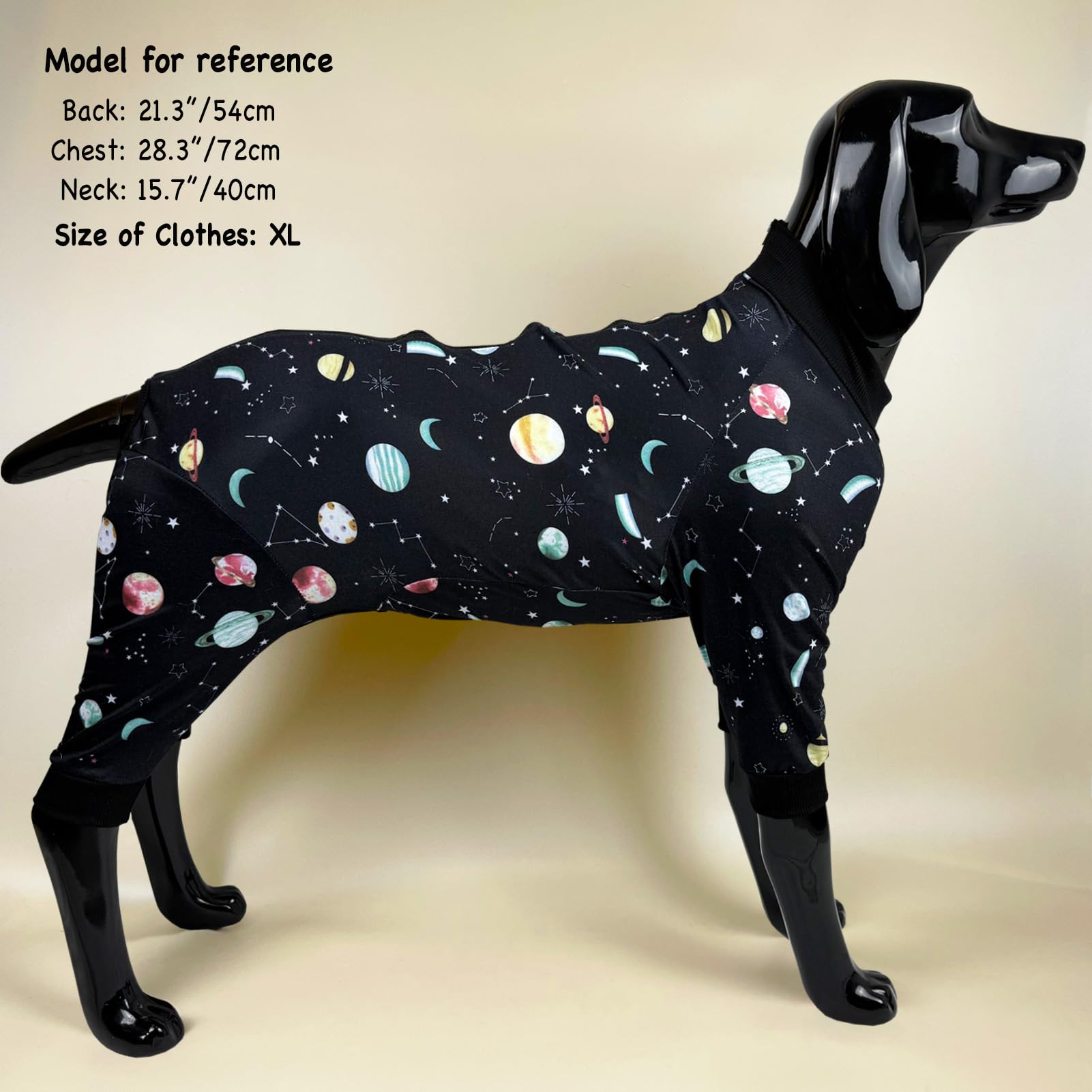 D.E.E Dog Pajamas Large Cotton Dog Clothes Warm And Comfortable Lightweight Jumpsuits Prevent Licking Wound (Zipgalaxyblack, 2Xl