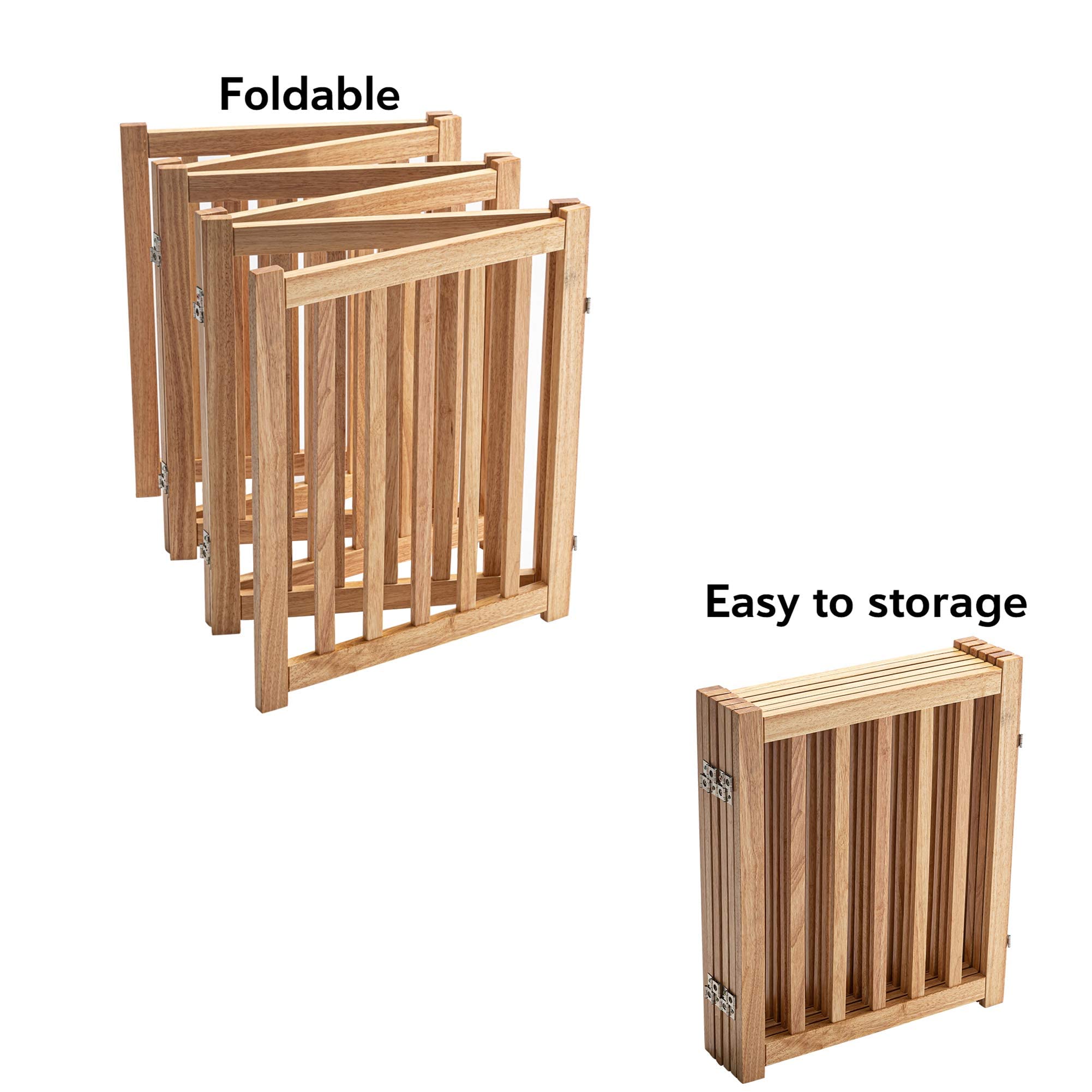 LZRS 6-Panel Extra-Wide Freestanding Wooden Dog Gate Indoor - 24   High Foldable Safety Pet Barrier for Doorways, Hallways, Kitc