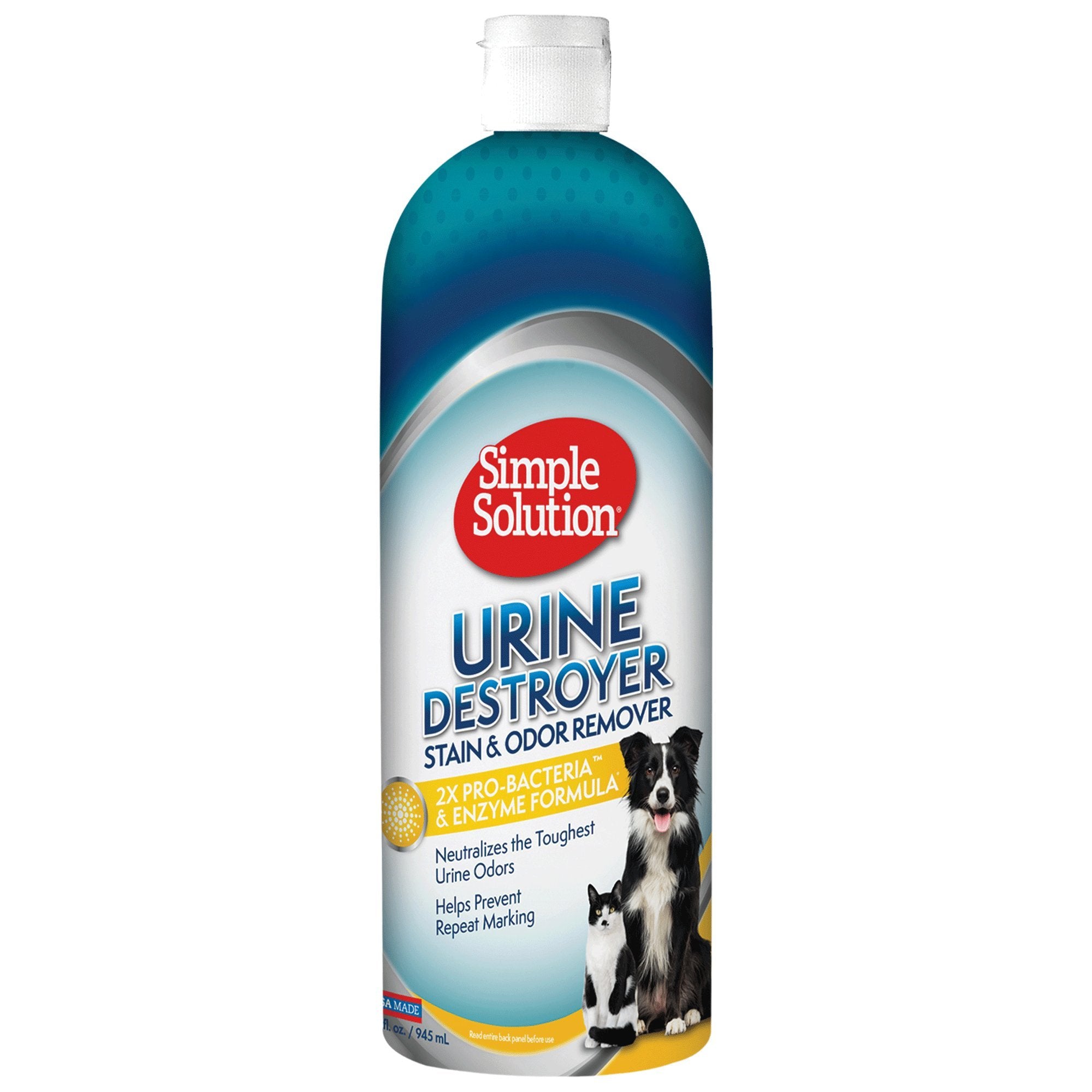 Simple Solution Urine Destroyer Enzymatic Cleaner | Pet Stain And Odor Remover With 2X Pro-Bacteria Cleaning Power | 32 Ounces