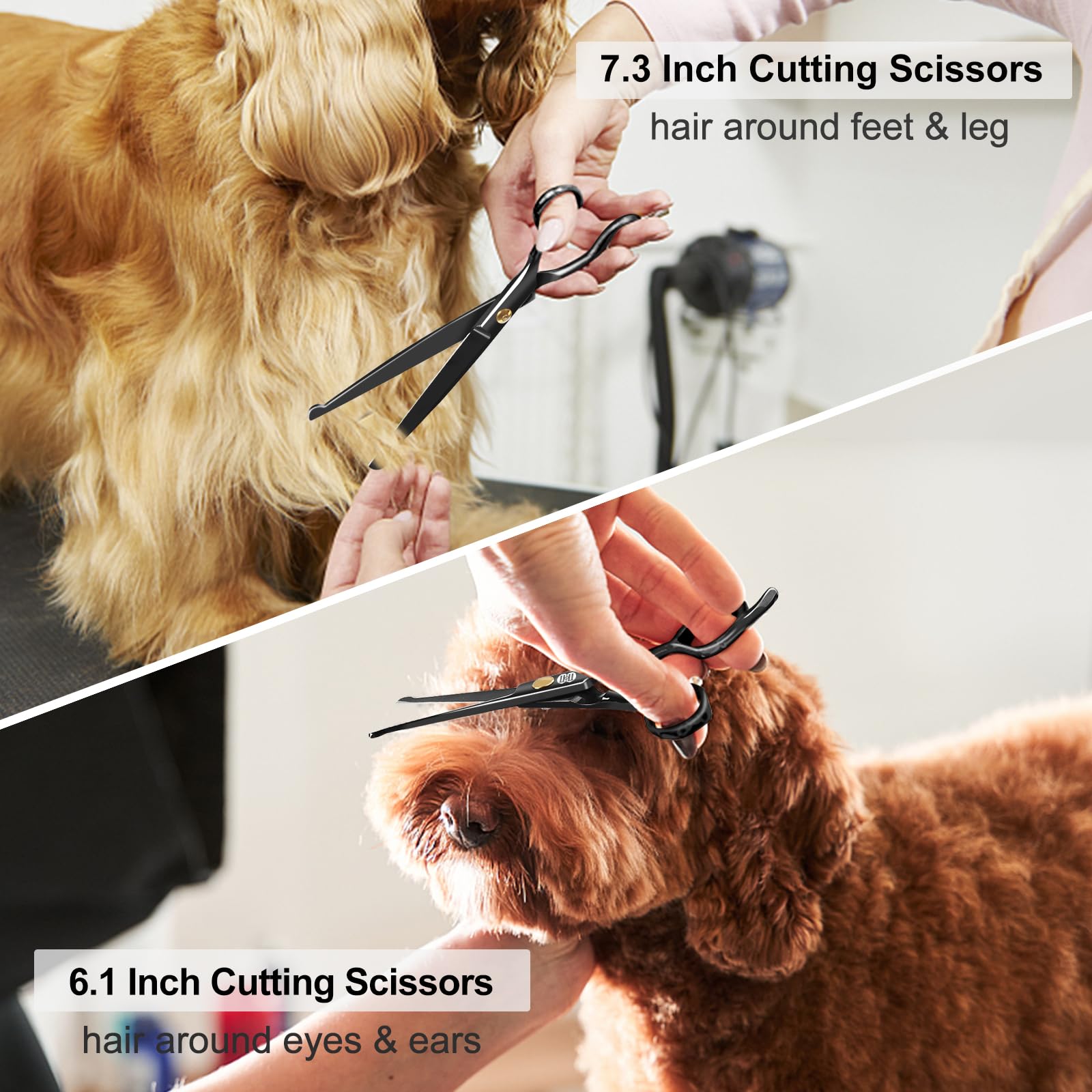 Ciicii Dog Grooming Scissors Kit, 10-In-1 Professional Pet Grooming Scissors Set With Safety Round Tip (Dogs/Cat Hair Cutting Tr