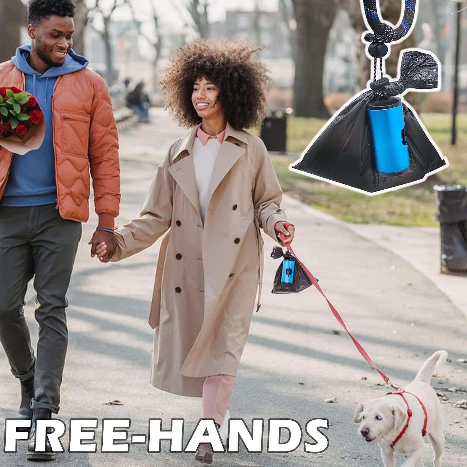 Shaouman Metal Dog Poop Bags Holder Aluminum Poo Bags Dispenser With 15 Black Unscented Pet Waste Bags And 3 Leash Accessories For Dog Walking(1 Holder 15 Bags,Blue)