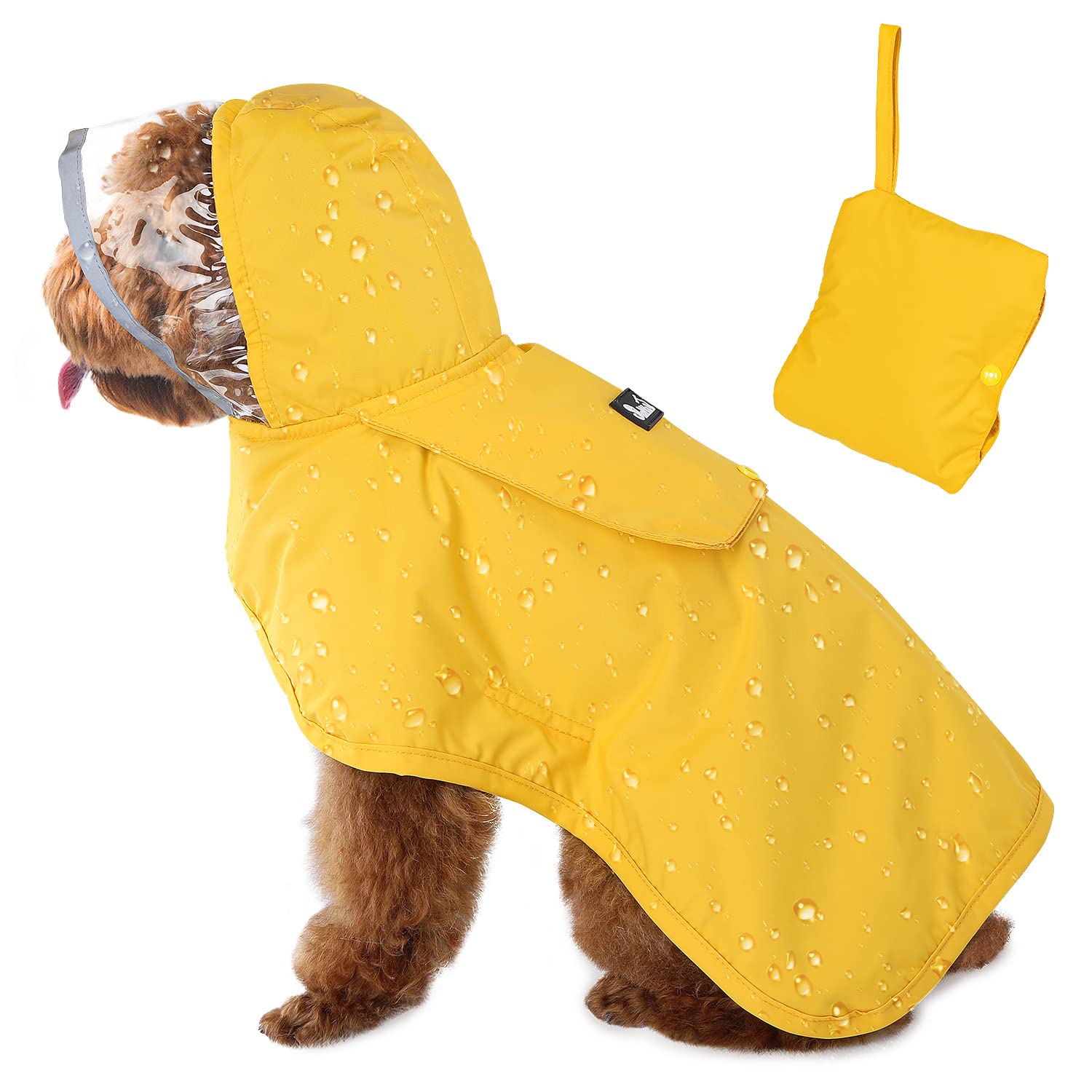 Slowton Dog Raincoat, Adjustable Dog Rain Jacket Clear Hooded Double Layer, Waterproof Dog Poncho With Reflective Strip Straps And Storage Pocket For Small Medium Large Dogs(Xs)