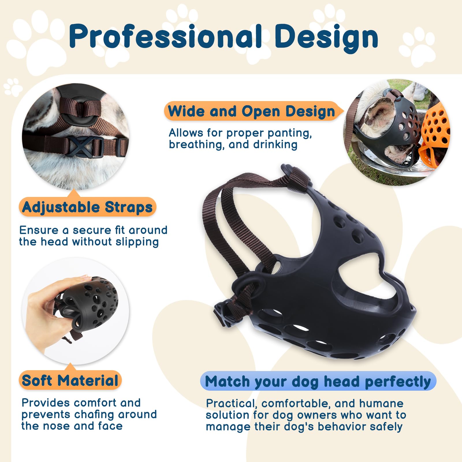 BARKLESS Dog Muzzle for Short Snout, Soft Frenchie Muzzle for Biting, Chewing, Licking for French Bulldogs Boston Terriers, Idea