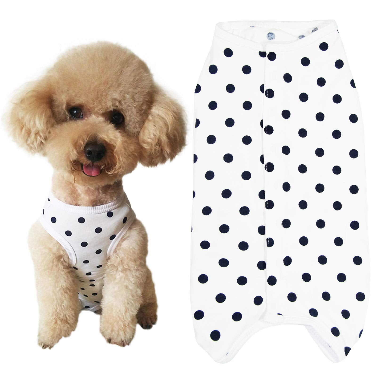 Kukaster Pet Dog’S Recovery Suit Post Surgery Shirt For Puppy, Wound Protective Clothes For Little Animals(White Spot-L)