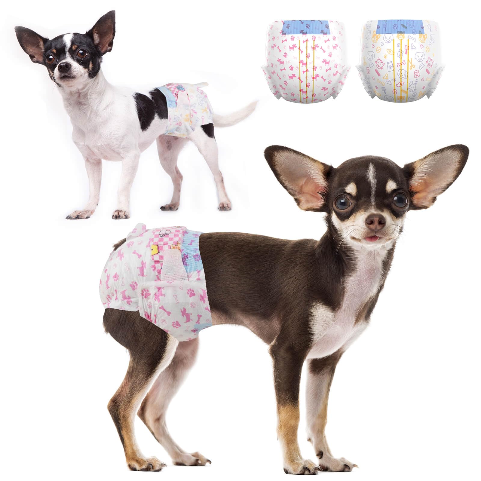 Dono Female Disposable Dog Diapers-48Pcs, Disposable Female Dog Period Diapers For Heart With Wetness Indicator, Super Absorbent