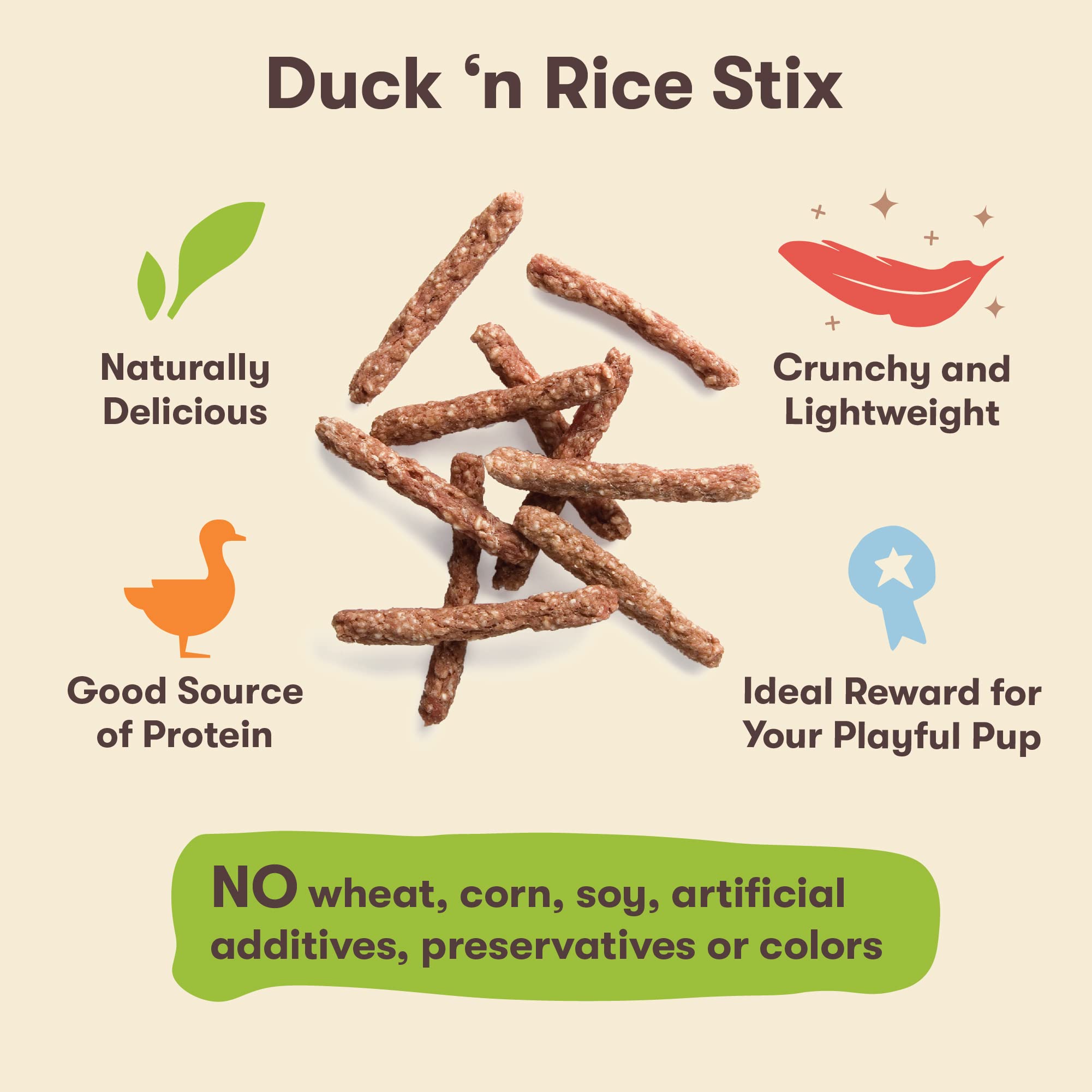 Pet n Shape Duck n Rice Stix Dog Treats - 1 Pound