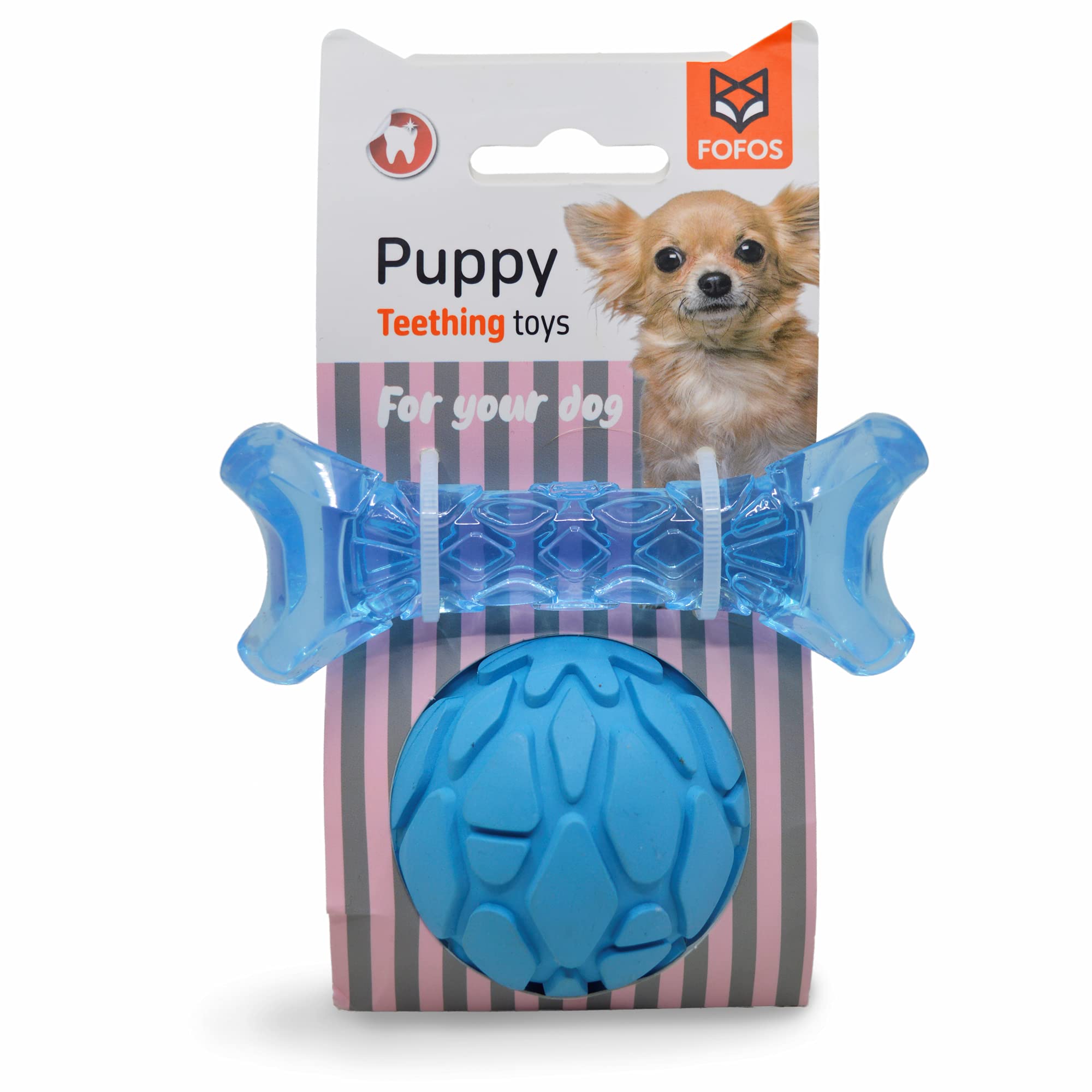 BarkButler x FOFOS Milk Bone & Ball Puppy Teething Toys Set  Puppy Toy Natural Rubber, Squeaky Toys for Dogs, Dog Toys for Medi