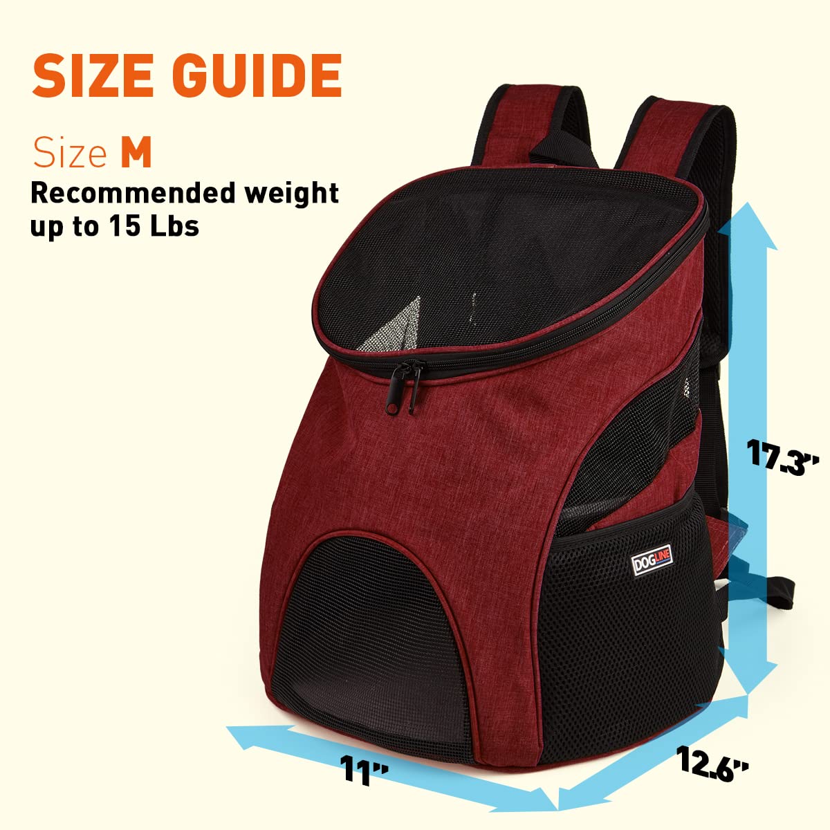 Dogline Front And Backpack For Dogs/Cats - Two Sizes - Airline Approved - Small Red