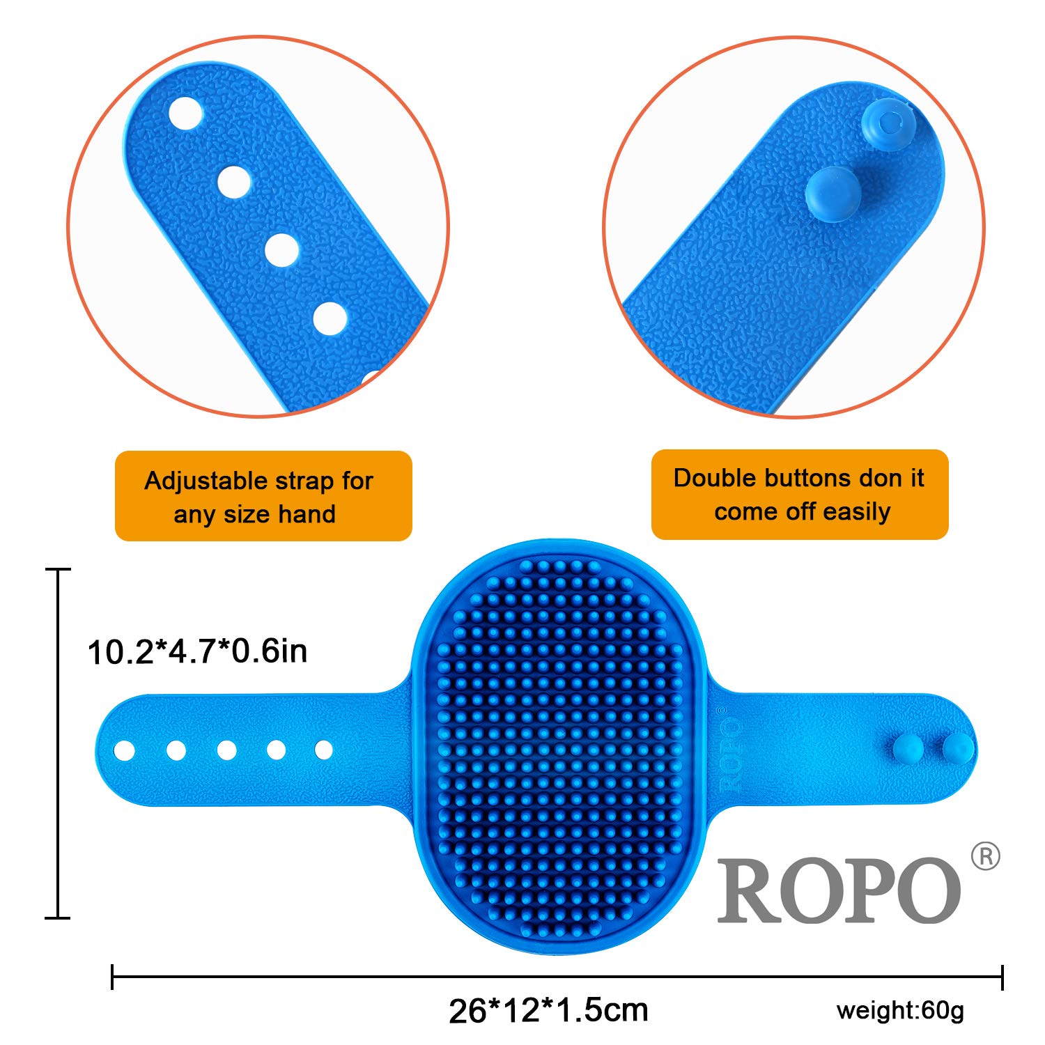 Ropo Dog Grooming Brush, Pet Shampoo Bath Brush Soothing Massage Rubber Comb With Adjustable Ring Handle For Long Short Haired Dogs And Cats 2Pcs