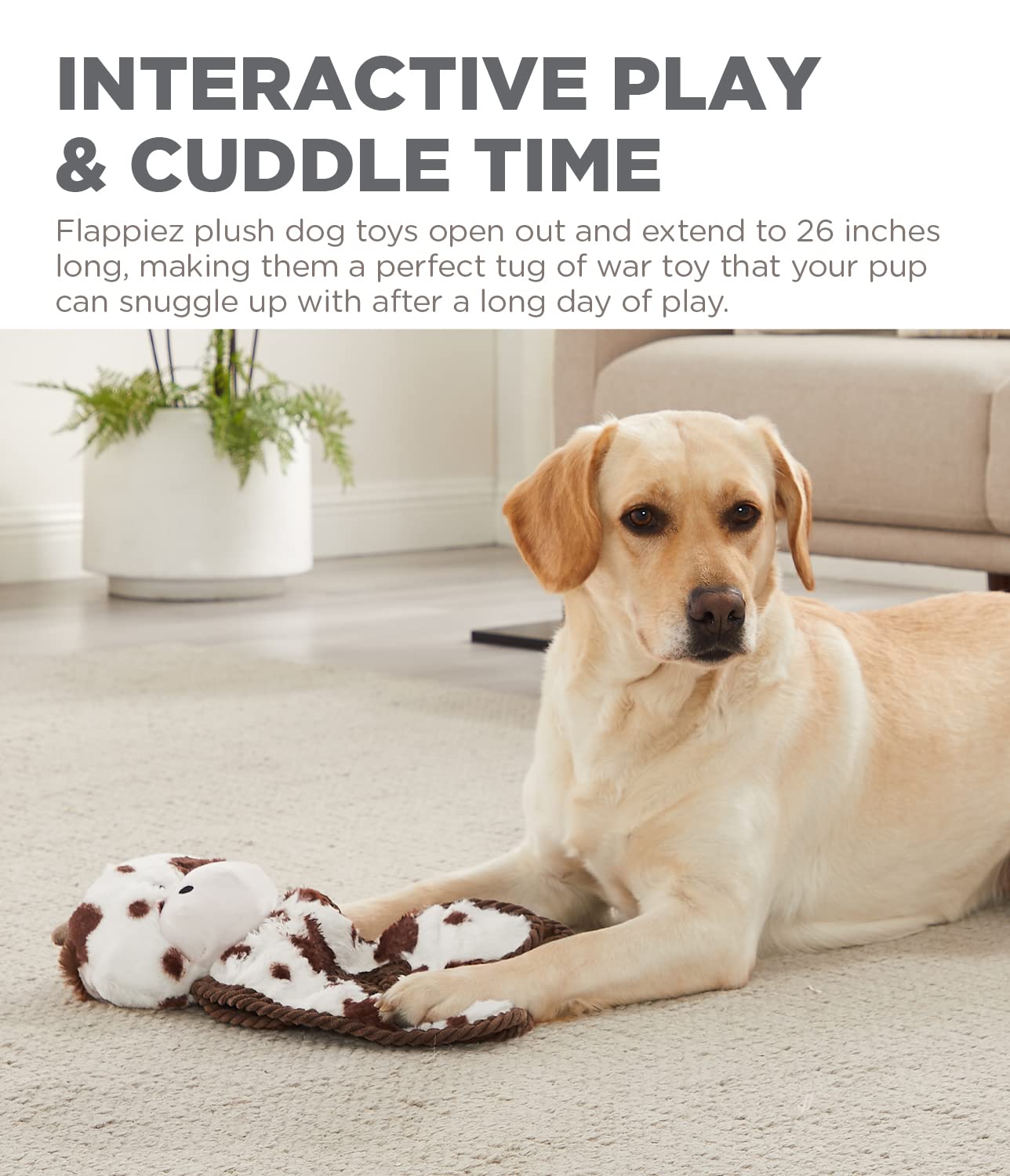 Outward Hound By Charming Pet Cuddle Tugs Cow Plush Squeaky Dog Toy
