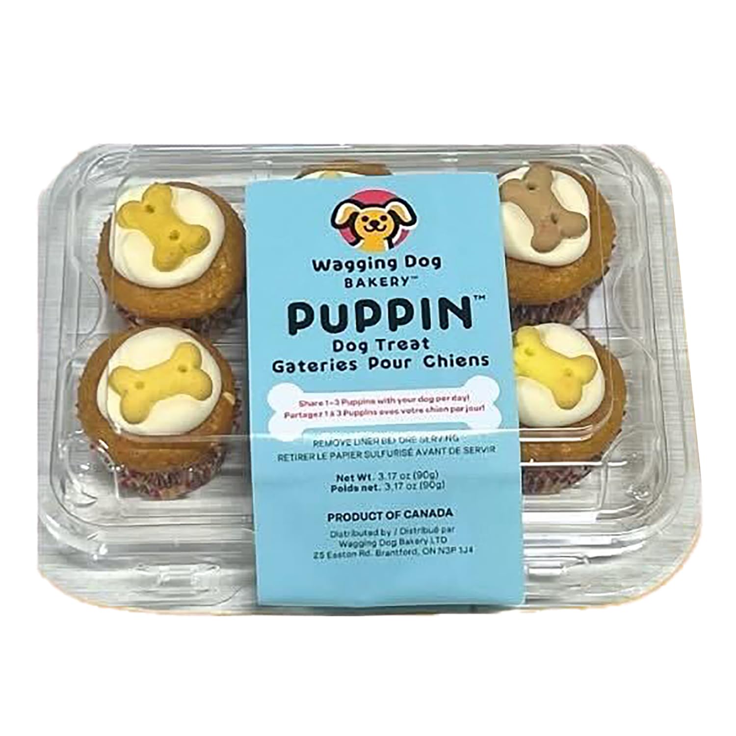 Wagging Dog Bakery: Puppin Mini Cupcake Dog Treat - 6 Pack Crunchy Biscuits, Quality Baked Goods for Your Furry Friends, Pet Rew