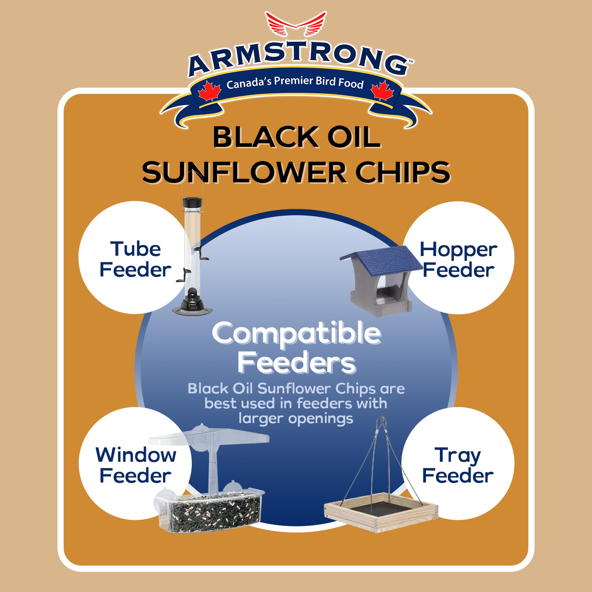 Armstrong Wild Bird Food Black Oil Sunflower Chips, 20 Pounds - for Northern Cardinals, American Goldfinches and Black-Capped Ch