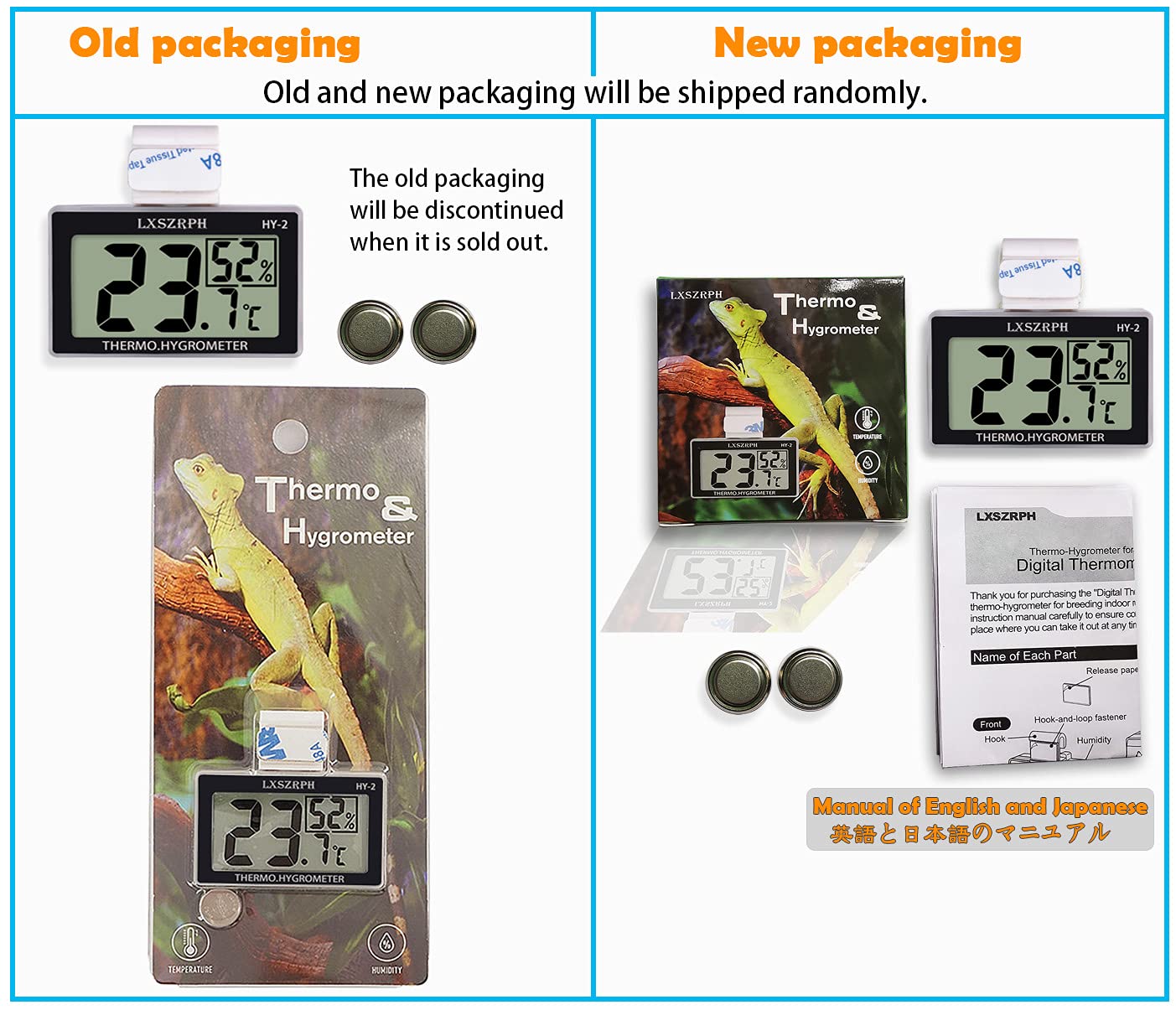 Lxszrph Reptile Thermometer Hygrometer Hd Lcd Reptile Tank Digital Thermometer With Hook Temperature Humidity Meter Gauge For Reptile Tanks, Terrariums, Vivarium (2Packs)