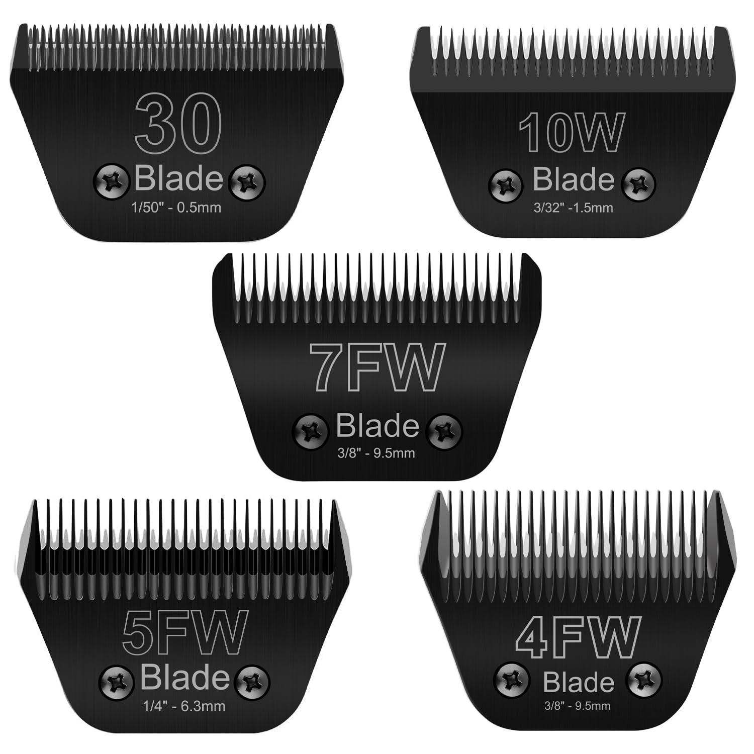 5PCS Wide Blade Dog Grooming Blades Compatible with Andis Dog Clipper,Dog Grooming Wide Blade compatiblewith Wahl km10 Clippers/