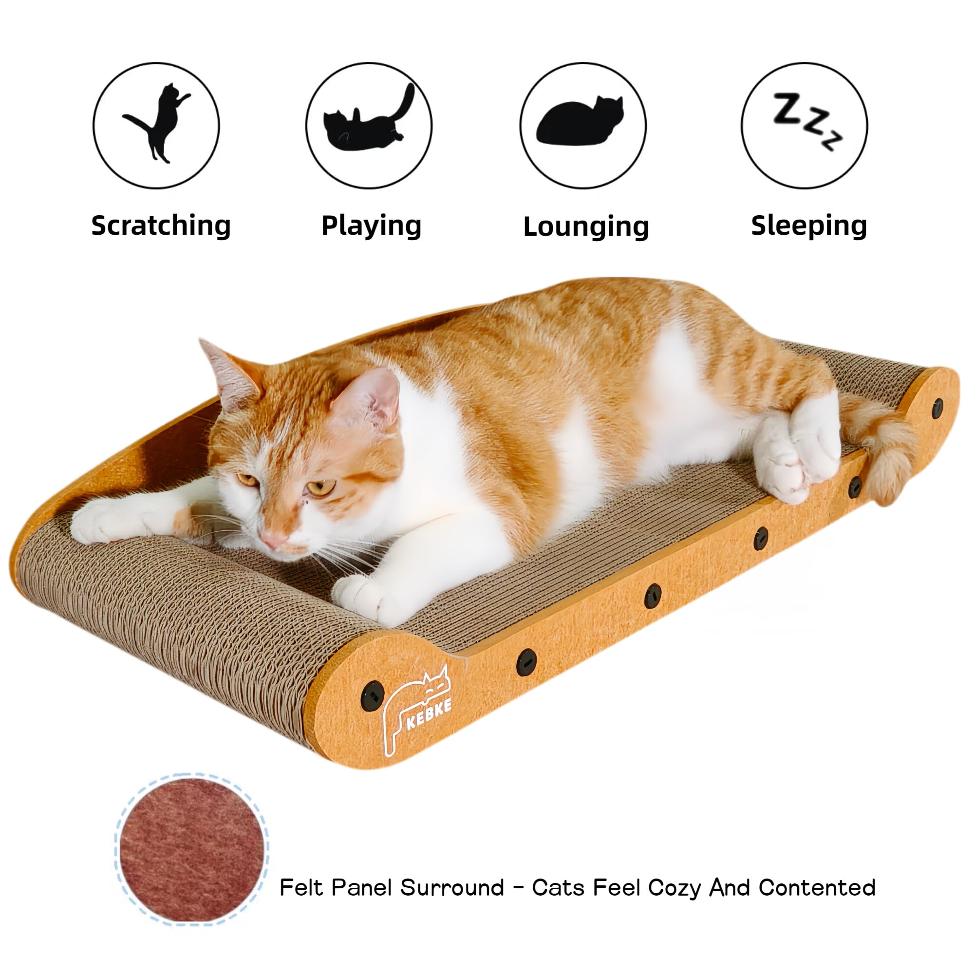 KEBKE Cat Scratcher Bed 27 Inch Cat Couch Scratcher &16 Inch Cat Scratch Box with Refillable Scratch Pad Cat Scratchers for Indo