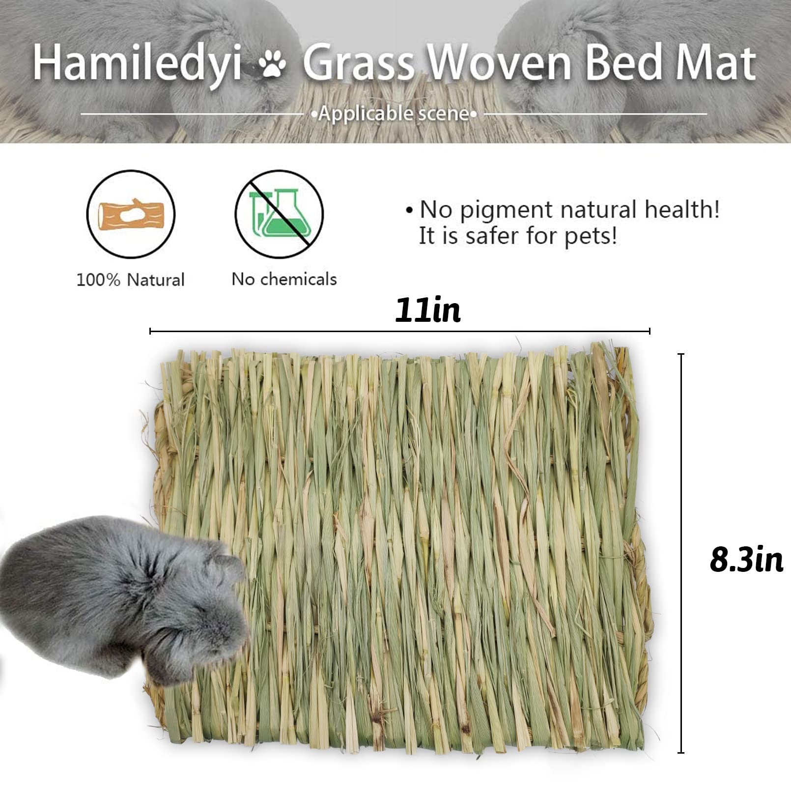 Grass Mat Woven Bed Mat For Small Animal 5 Grass Mats Bunny Bedding Nest Chew Toy Bed Play Toy For Guinea Pig Parrot Rabbit Bunn