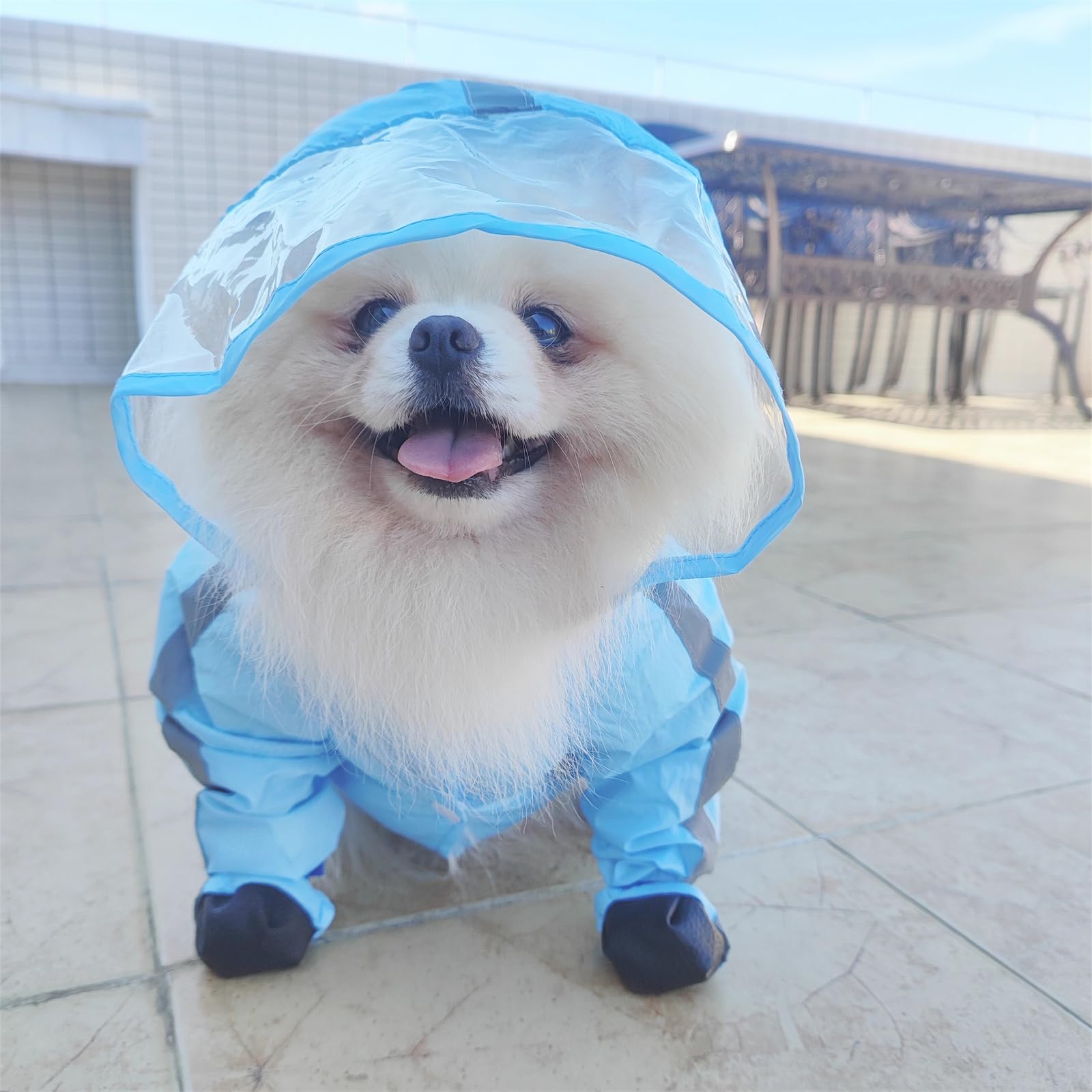 Yeduzyn Dog Raincoat With Boots,Waterproof Dog Raincoats With Hood For Small Medium Large Dogs,Raincoat With Reflective Strap, L